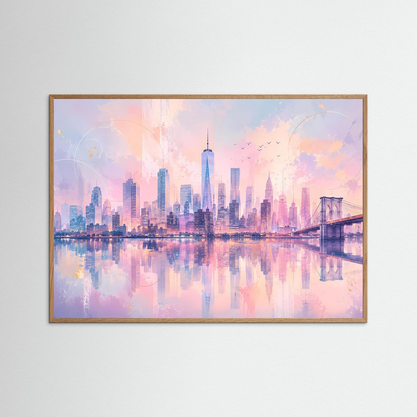 New York Skyline Poster | Pastell Stadt Panorama | Moderne City Wandkunst | Abstraktes Manhattan Wandbild