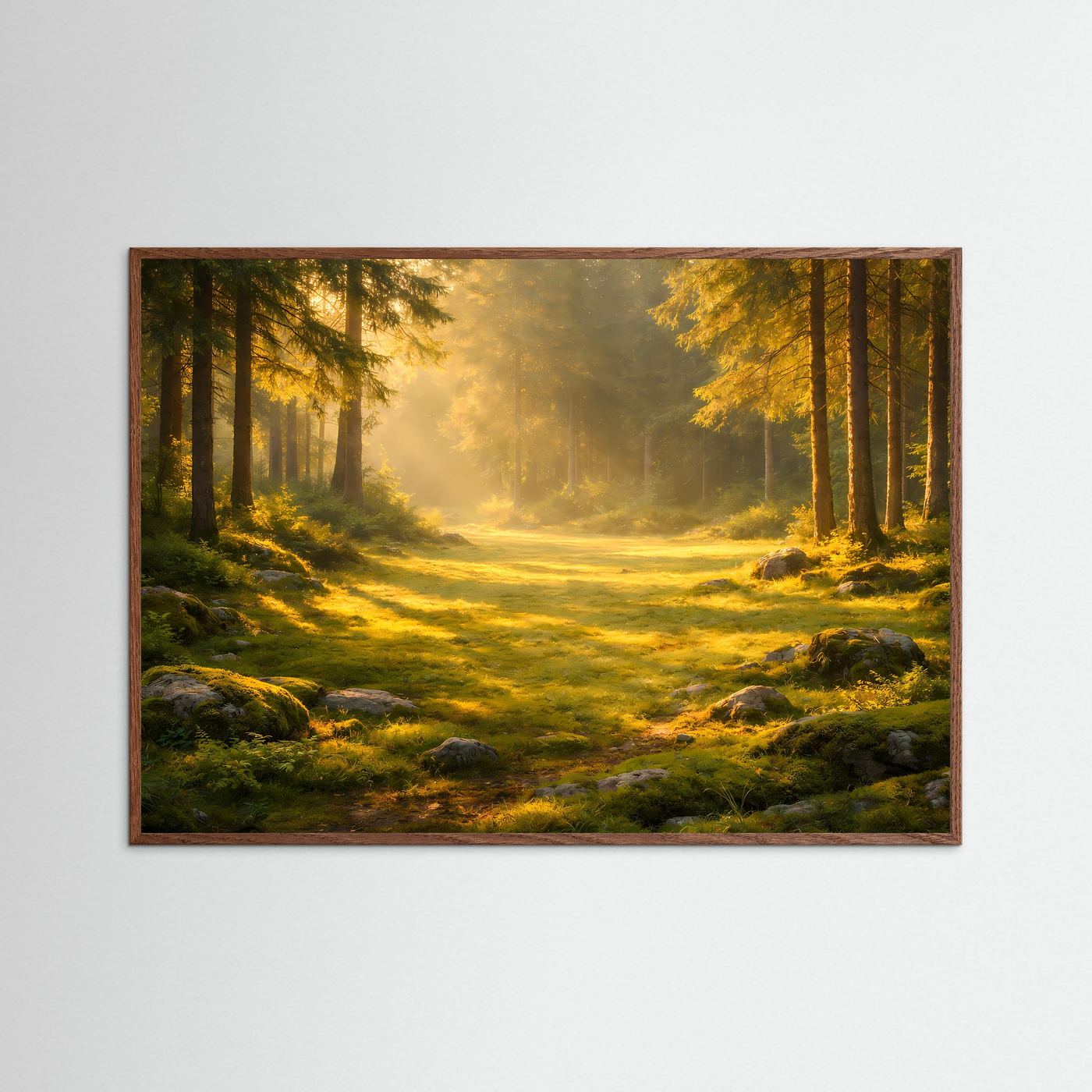 Magischer Sonnenstrahl im verzauberten Wald | Natur & Landschafts-Wandbild