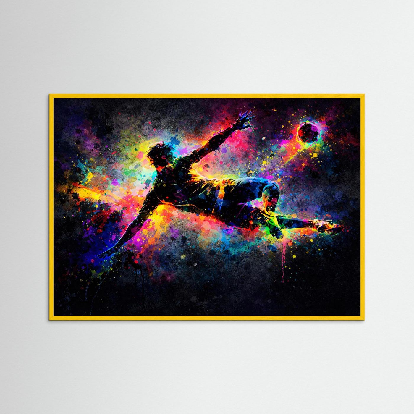 Poster Fußballer beim Fallrückzieher | Modernes Abstraktes Sport Wandbild