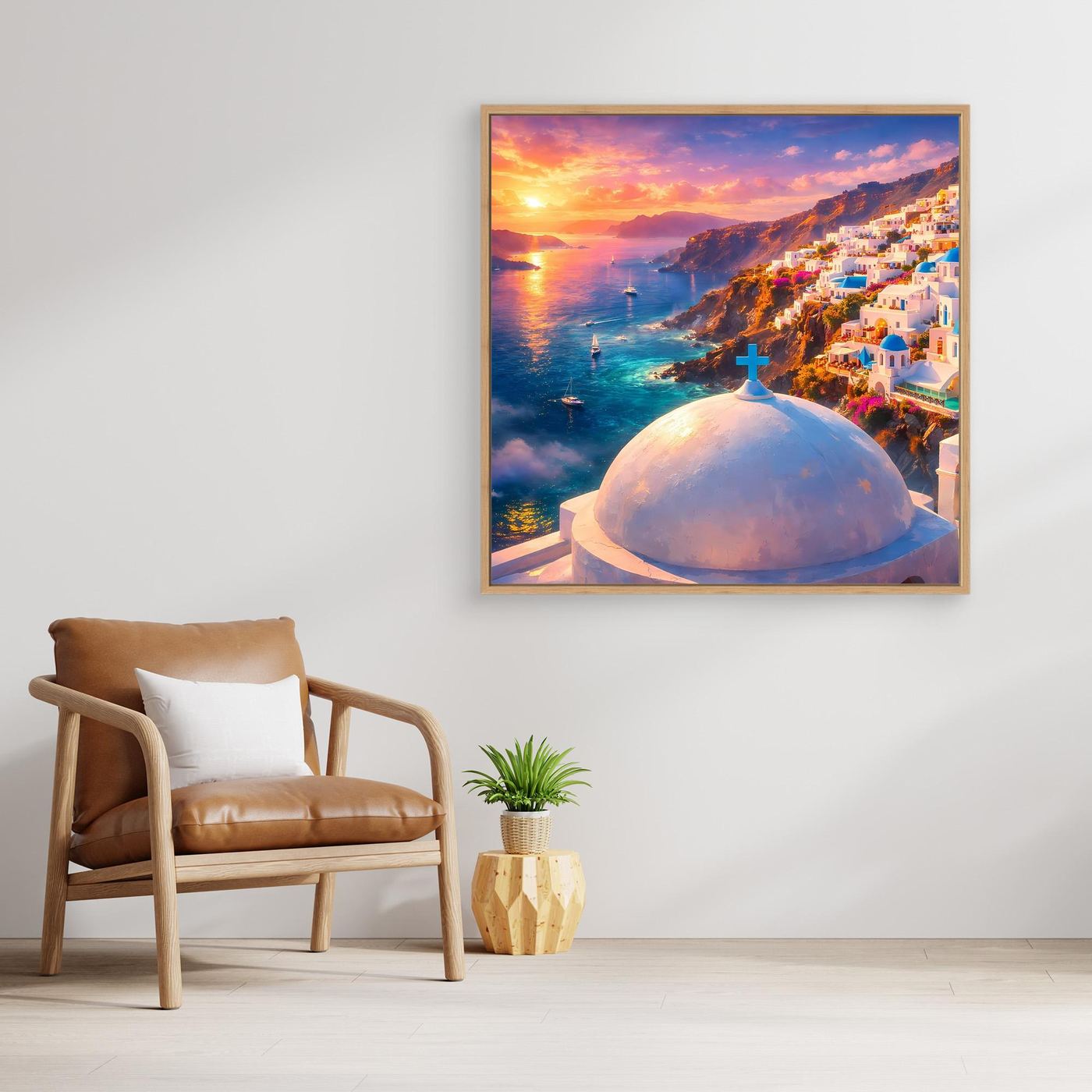 Leinwandbild Traumhaftes Santorini bei Sonnenuntergang | Maritimes Urlaubsflair