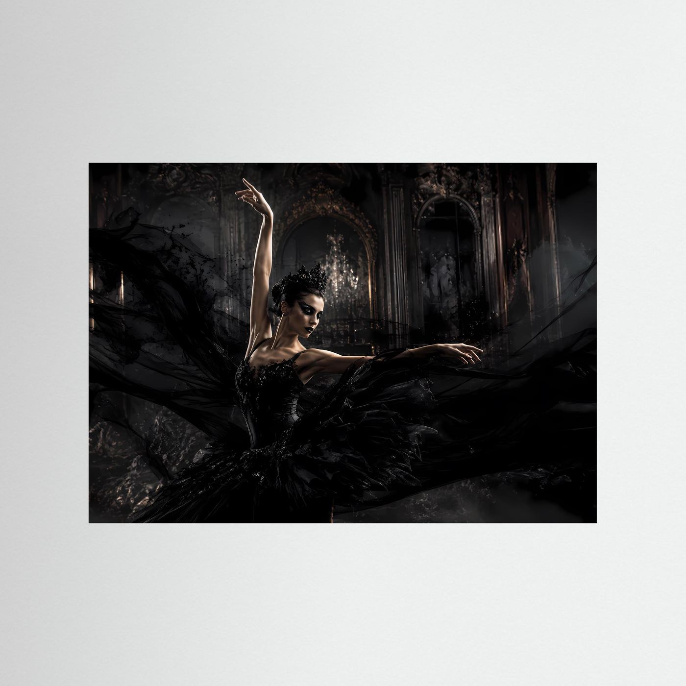 Dramatische Schwarzer Schwan Ballerina | Gothic & Eleganz Kunst Poster Querformat