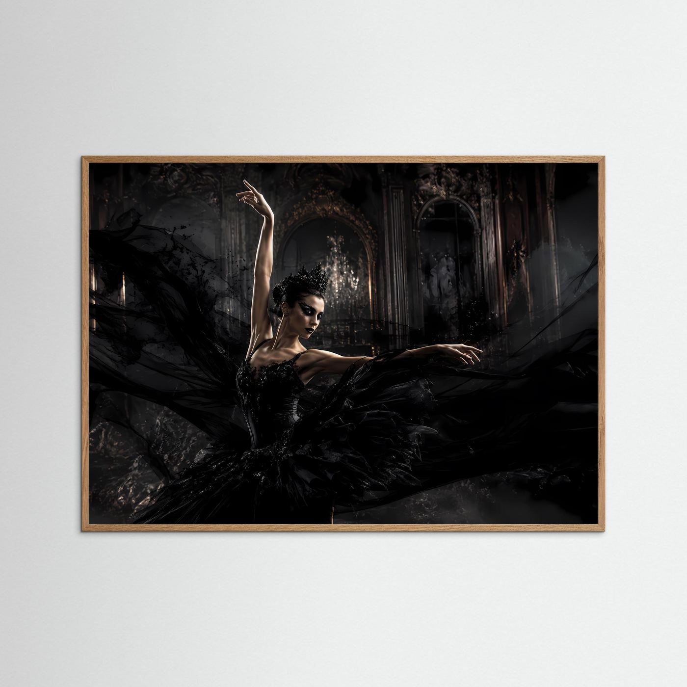 Dramatische Schwarzer Schwan Ballerina | Gothic & Eleganz Kunst Poster Querformat