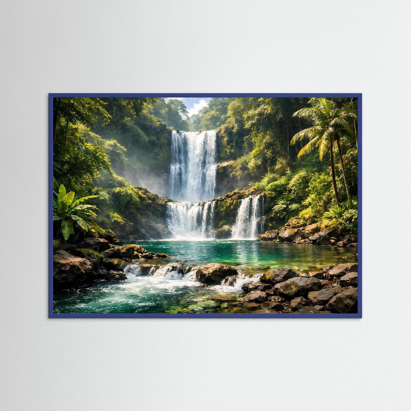 Tropischer Wasserfall im Dschungelparadies | Panorama Natur Poster Querformat