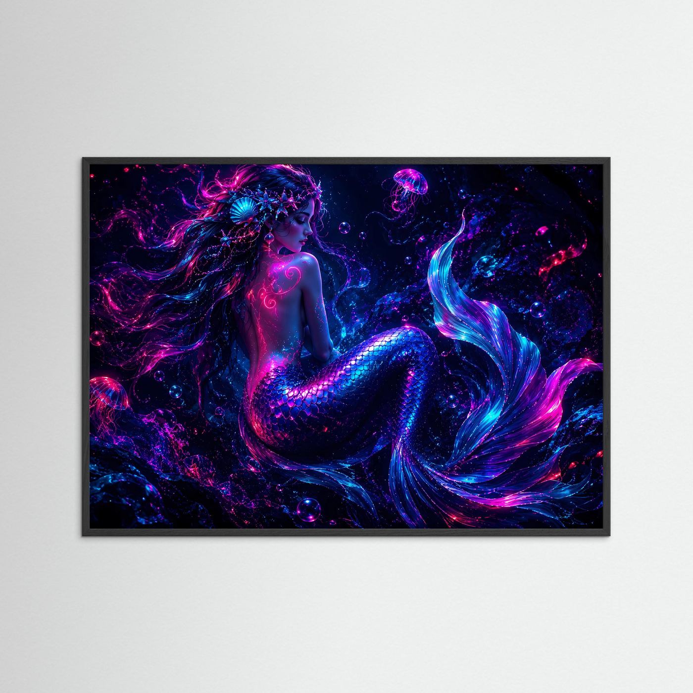Neon Meerjungfrau | Mystische Unterwasserwelt in Pink & Blau