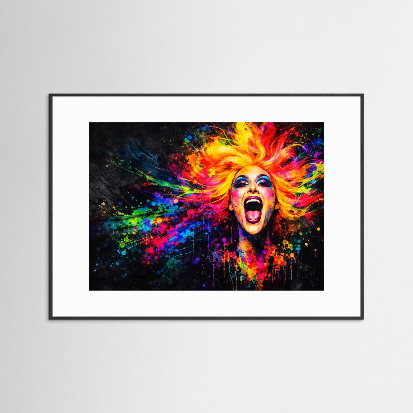 Explosion der Farben | Moderner Kunst Print Querformat Wandbild