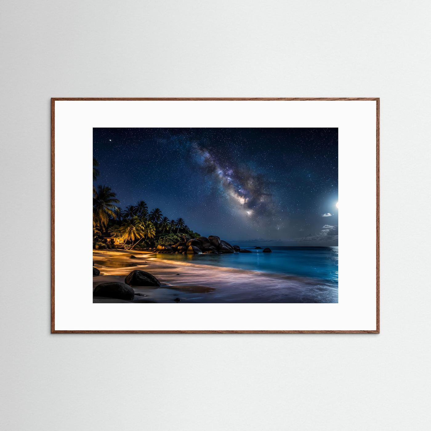 Tropischer Sternenhimmel am Strand | Magisches Nacht-Poster & Wandbild Querformat
