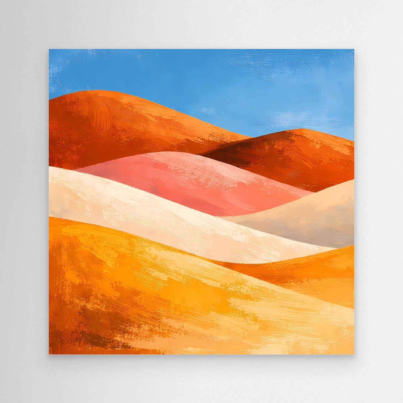 Leinwand-Wandbild ohne Rahmen mit abstrakten Wüsten-Dünen in Orange, Rot und Beige