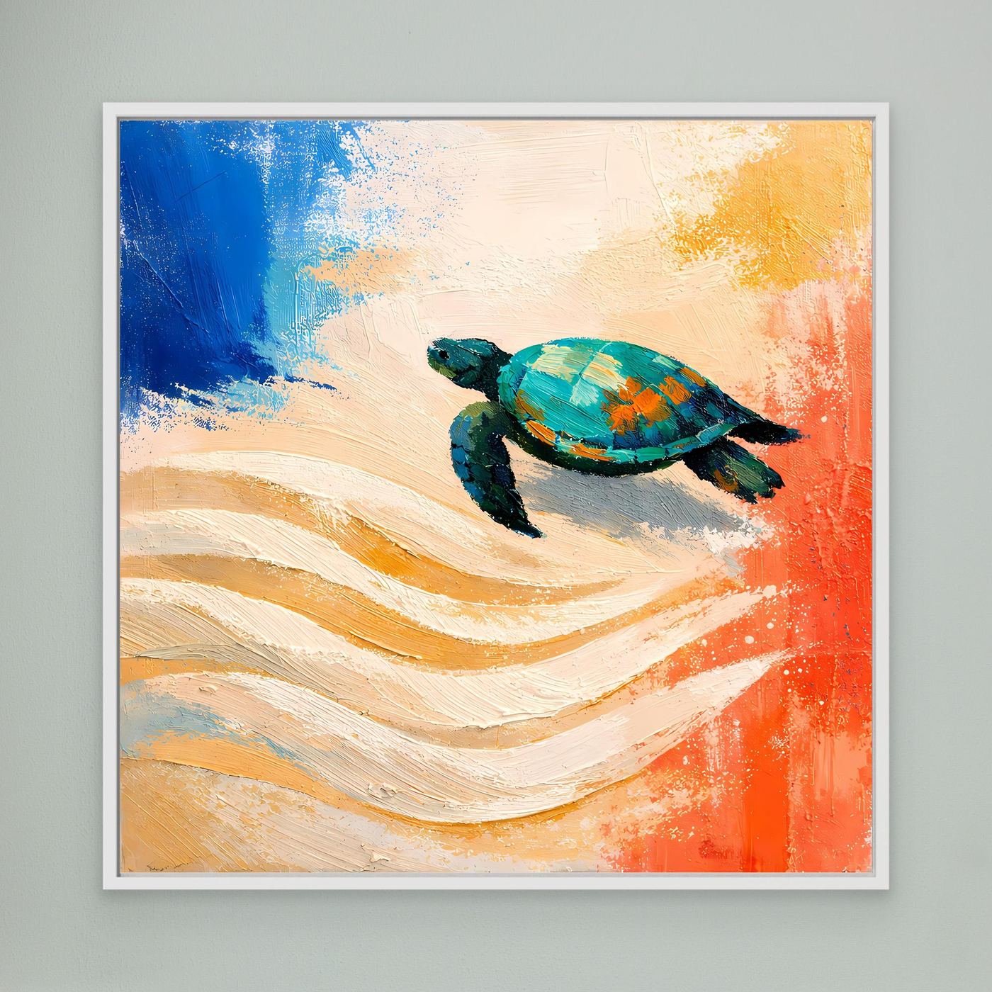 Leinwand Elegante Meeresschildkröte im Ozean | Abstraktes Strand & Meer Wandbild
