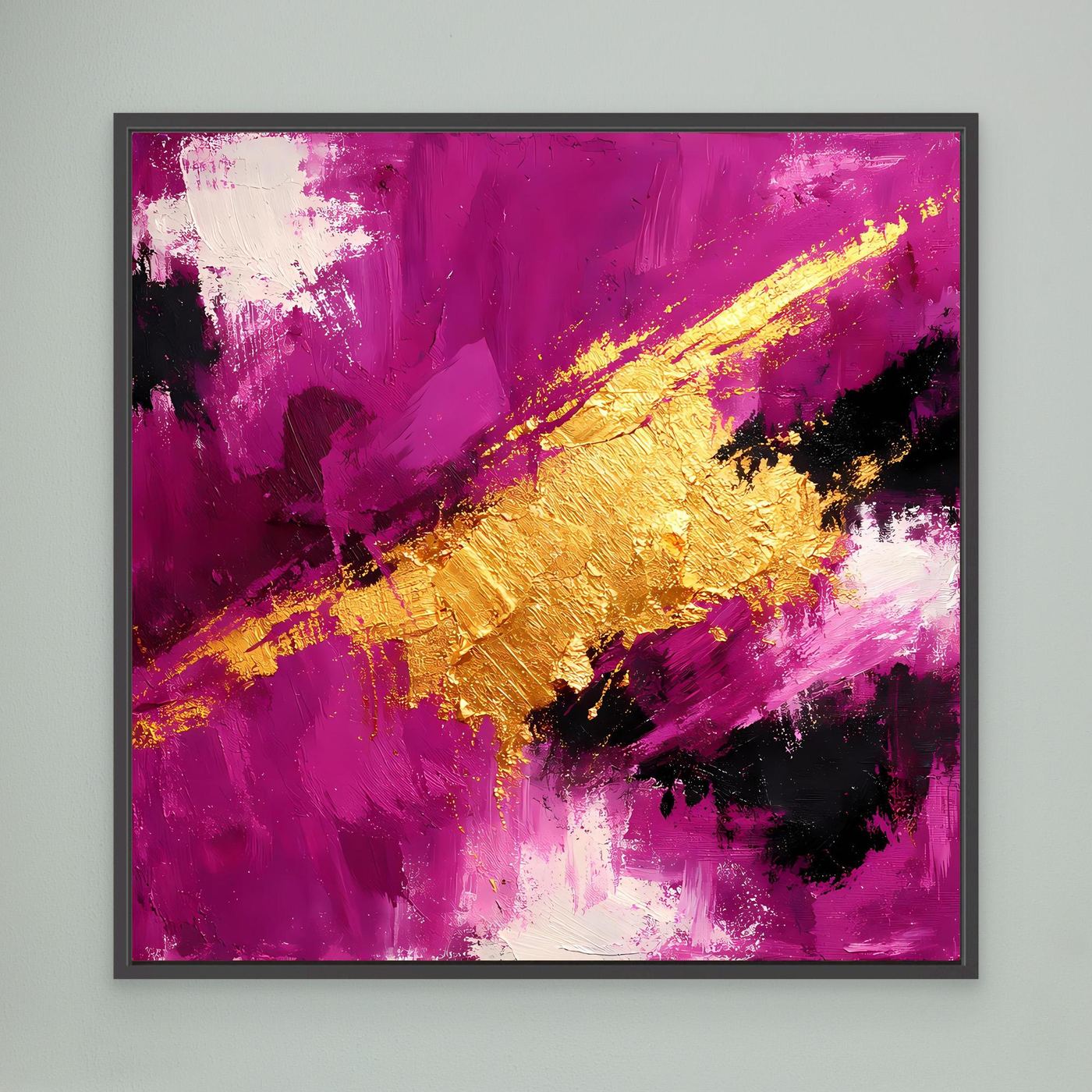 Leinwand Expressives Farbenspiel in Beere und Gold | Modernes Abstraktes Wandbild