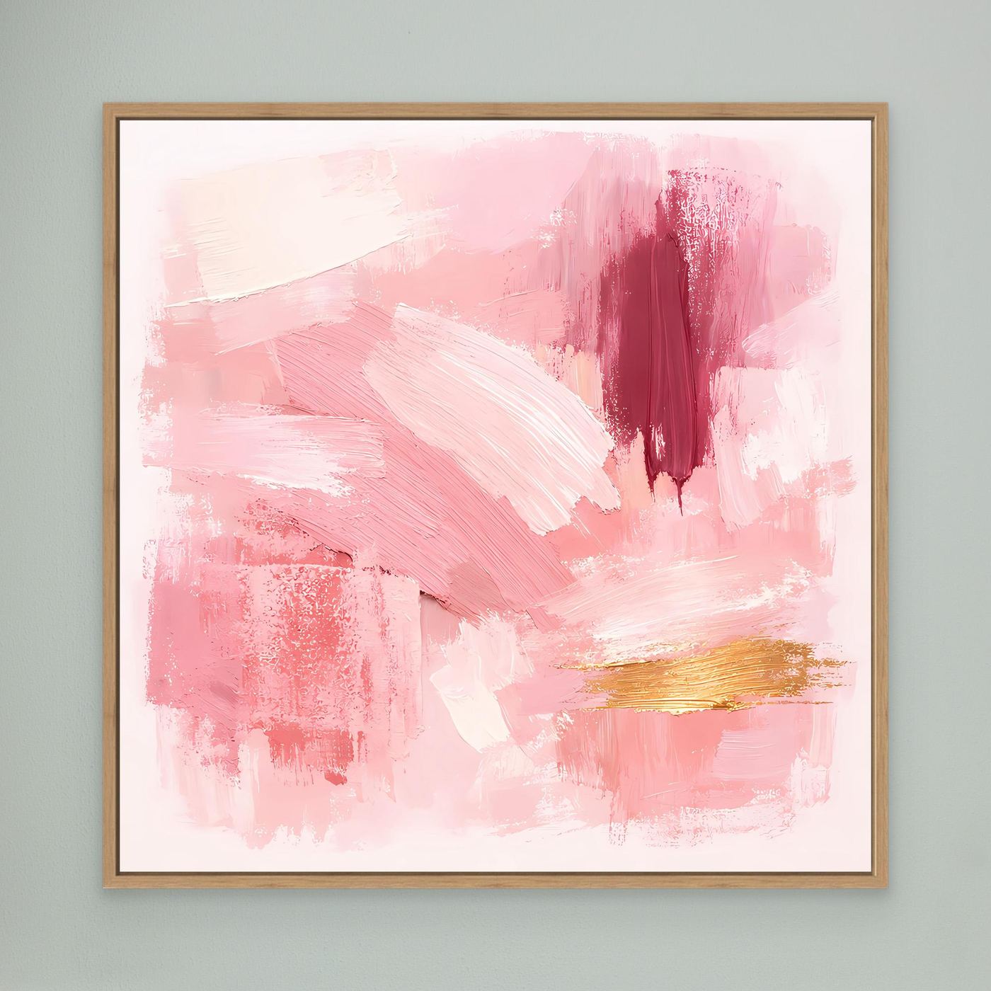 Leinwand Abstraktes Gemälde in Rosa und Gold | Modernes Elegantes Wandbild Pastell