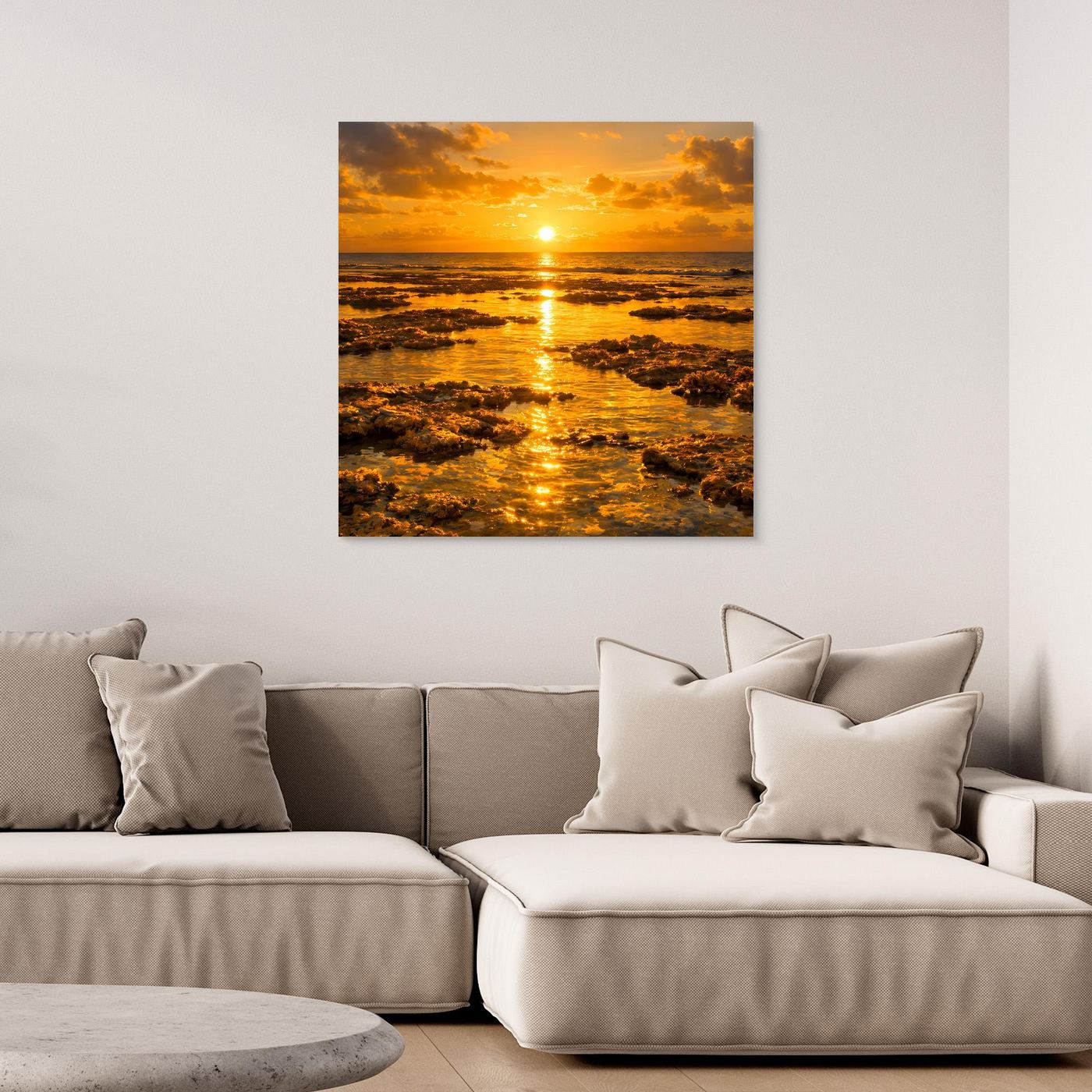 Leinwandbild Sonnenuntergang über dem Meer ohne sichtbaren Rahmen