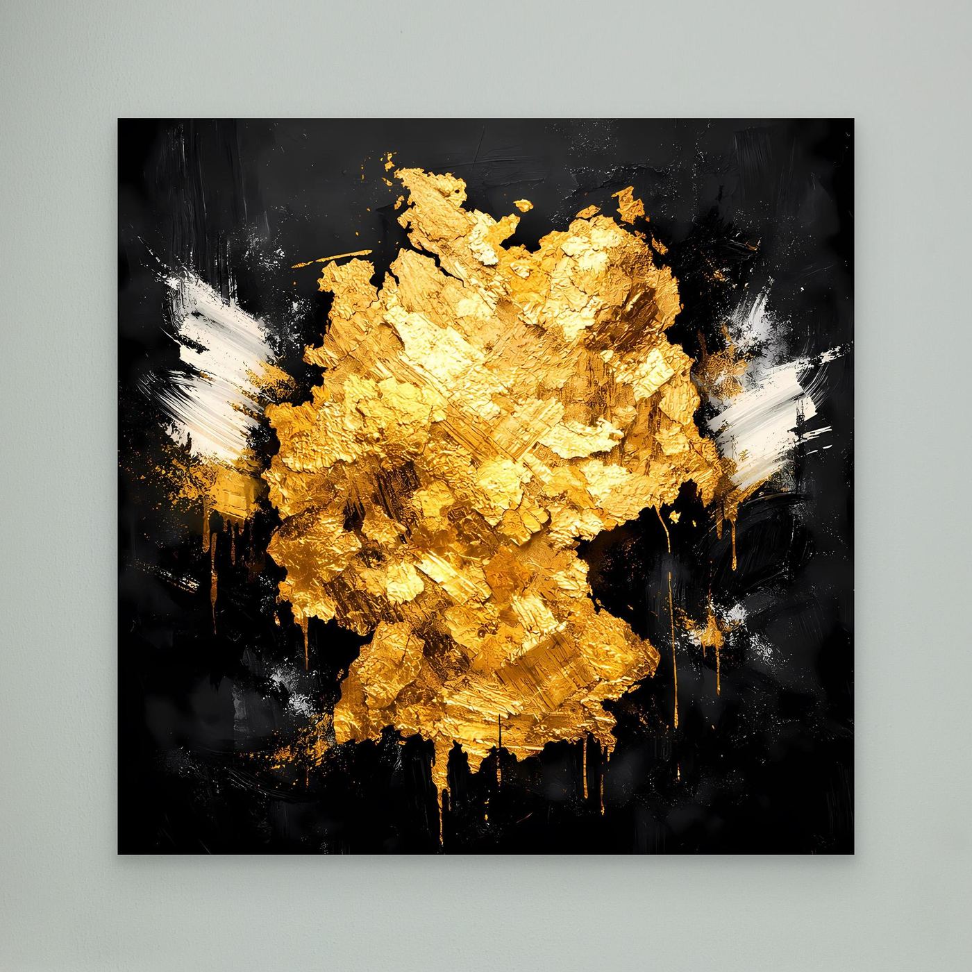 Leinwand Elegante Deutschlandkarte in Gold & Schwarz | Modernes Abstraktes Wandbild