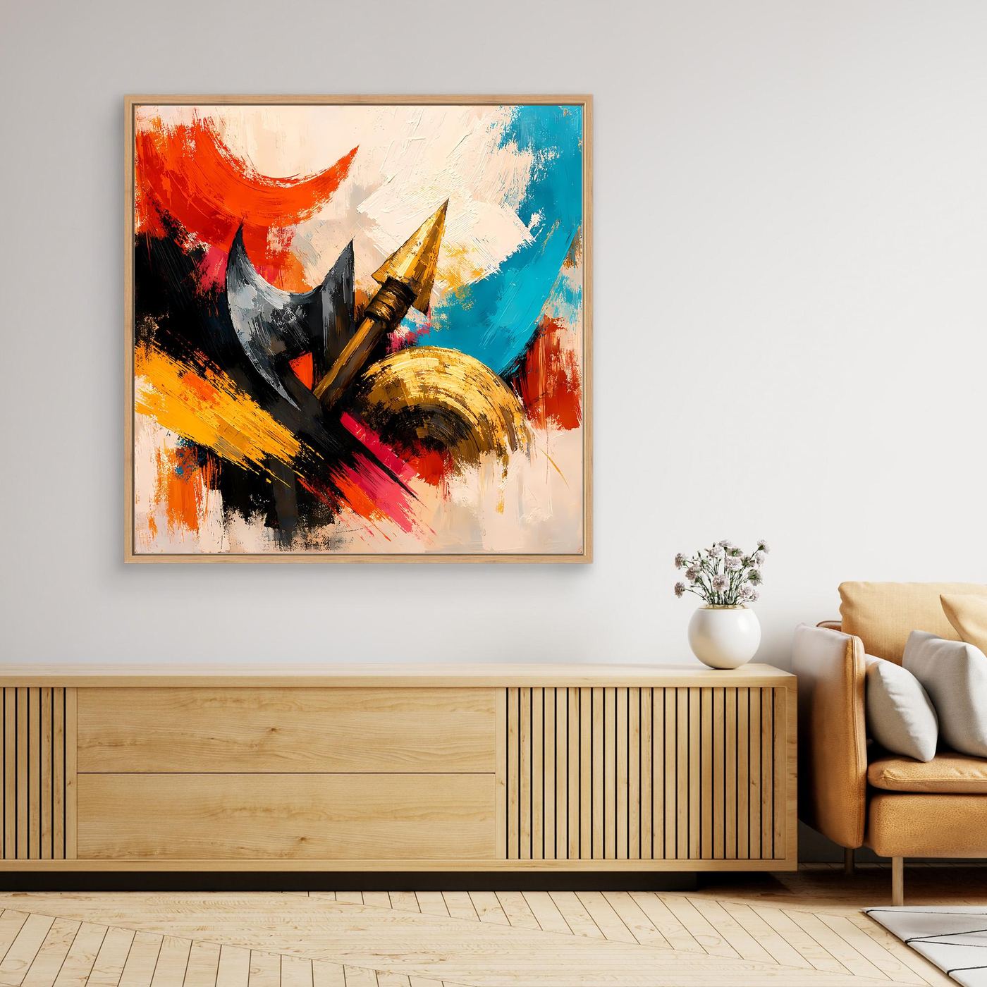Premium Leinwand Abstrakte Wikinger Waffen | Modernes Kunst Poster Historische Wanddeko