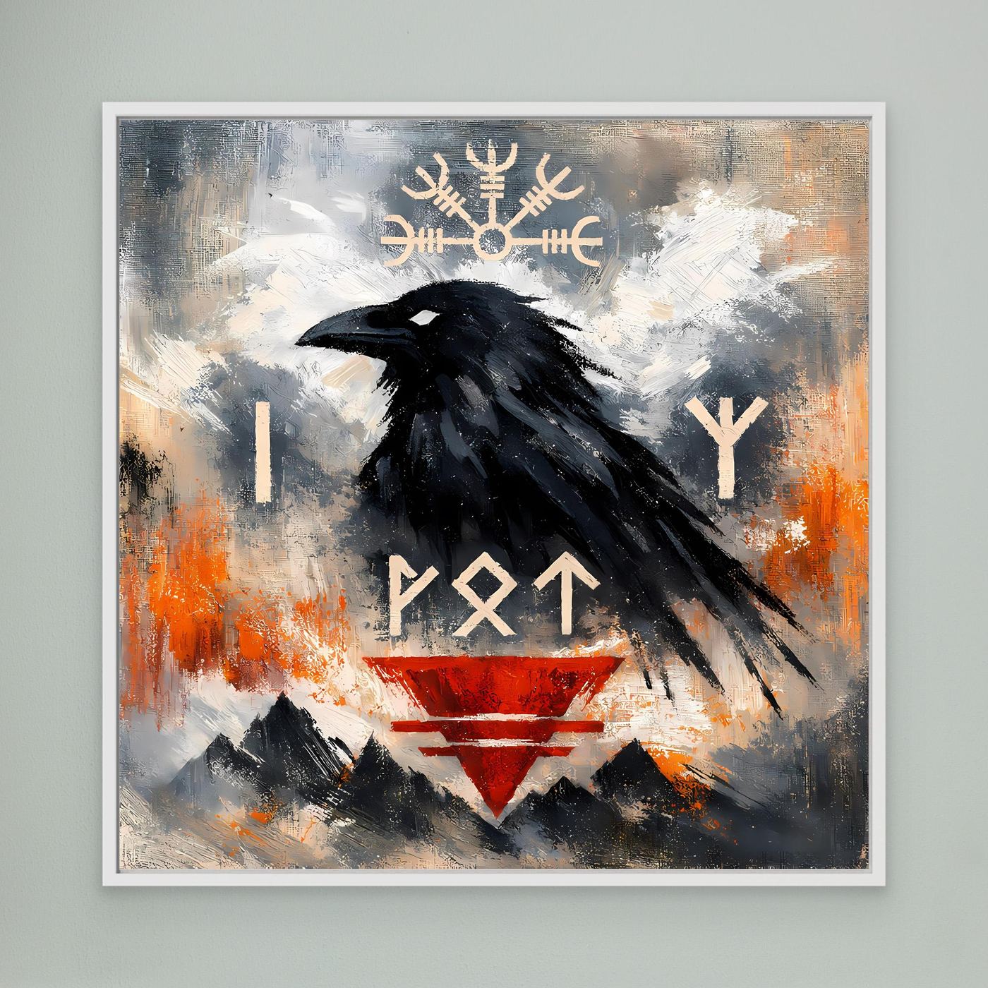 Leinwand Odin's Rabe | Wikinger Runen & Vegvísir Nordisches Wandbild