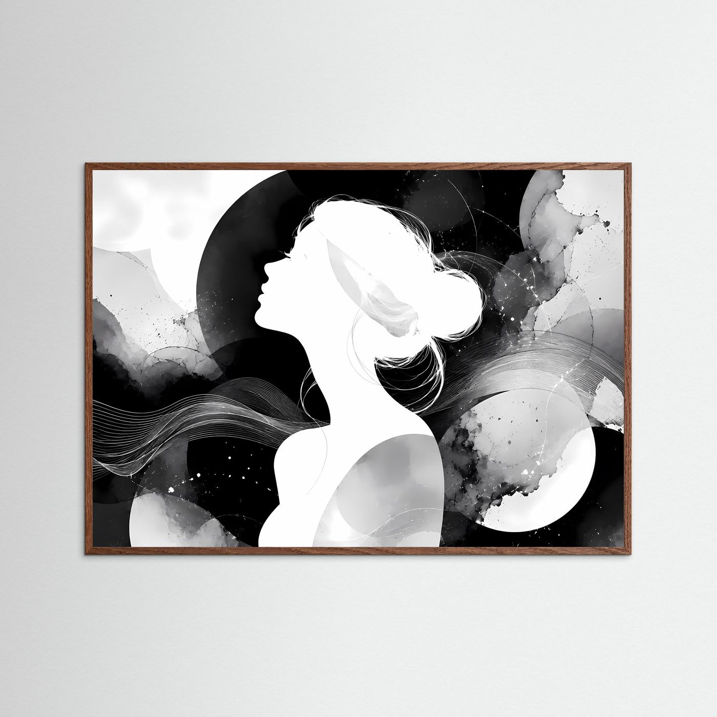 Abstrakte Frauen Silhouette Schwarz Weiß | Minimalistische Wandkunst | Modernes Line Art Poster | Elegante Monochrome Kunst | Zeitlose Leinwand