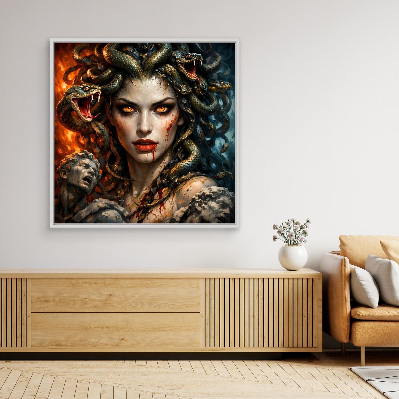 Leinwand Mythische Medusa mit Schlangenhaar | Griechische Mythologie Wandbild