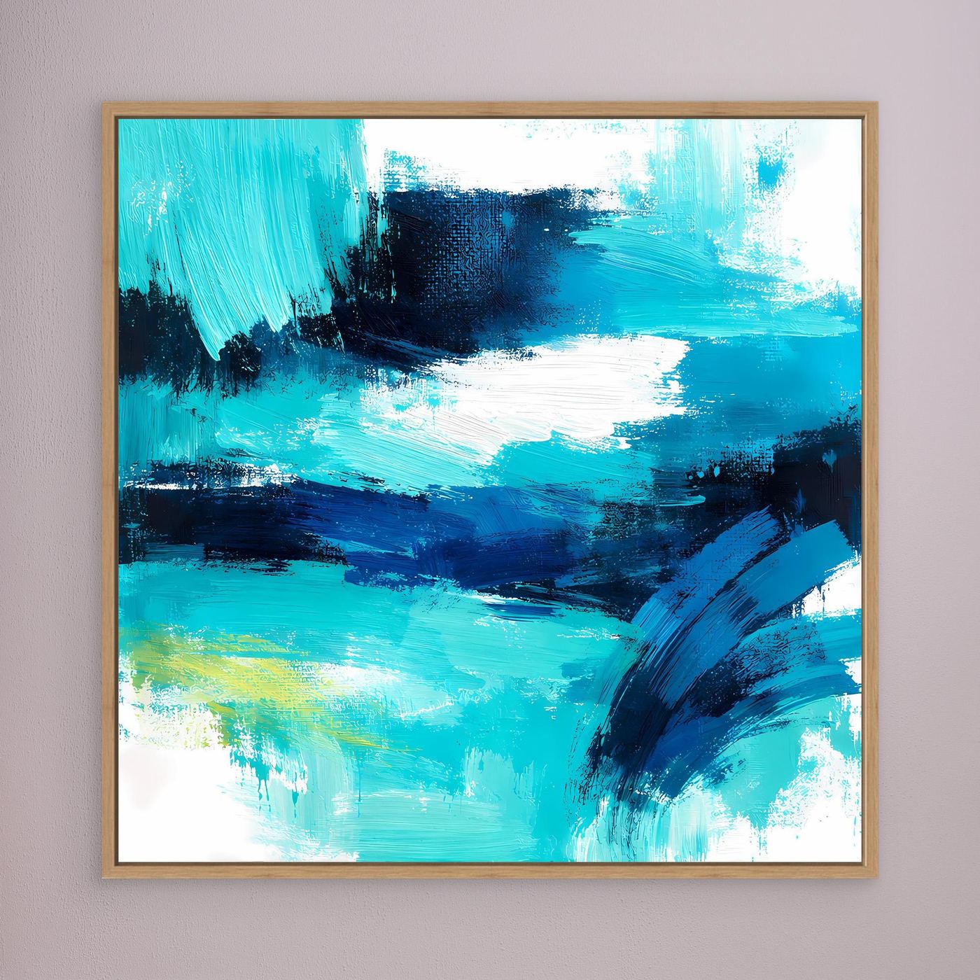 Premium Leinwand Modernes Abstraktes Wandbild Ocean Blue | Maritimes Kunstwerk im Impasto-Stil