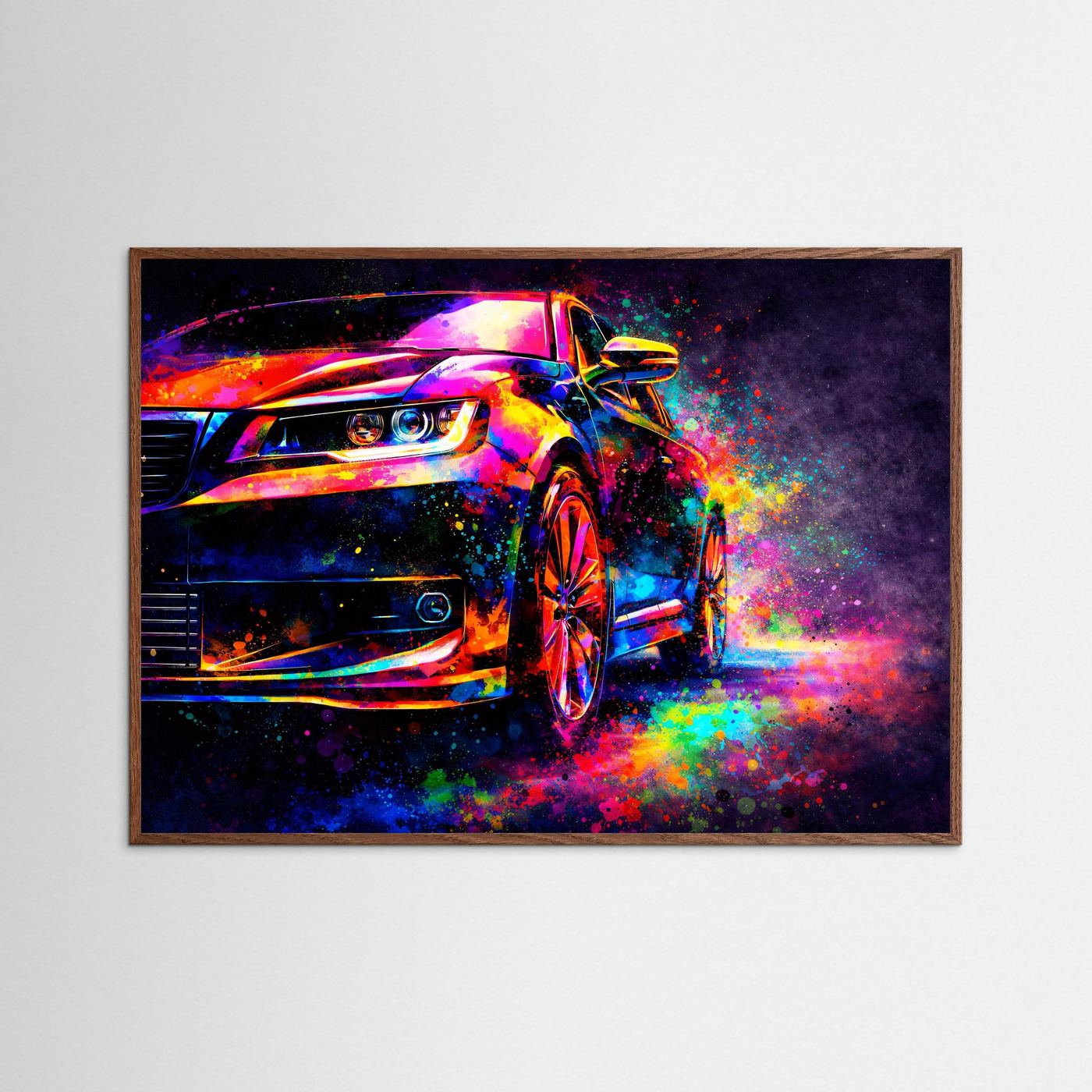 Sportwagen im Farbrausch | Modernes Auto Pop Art Poster Querformat