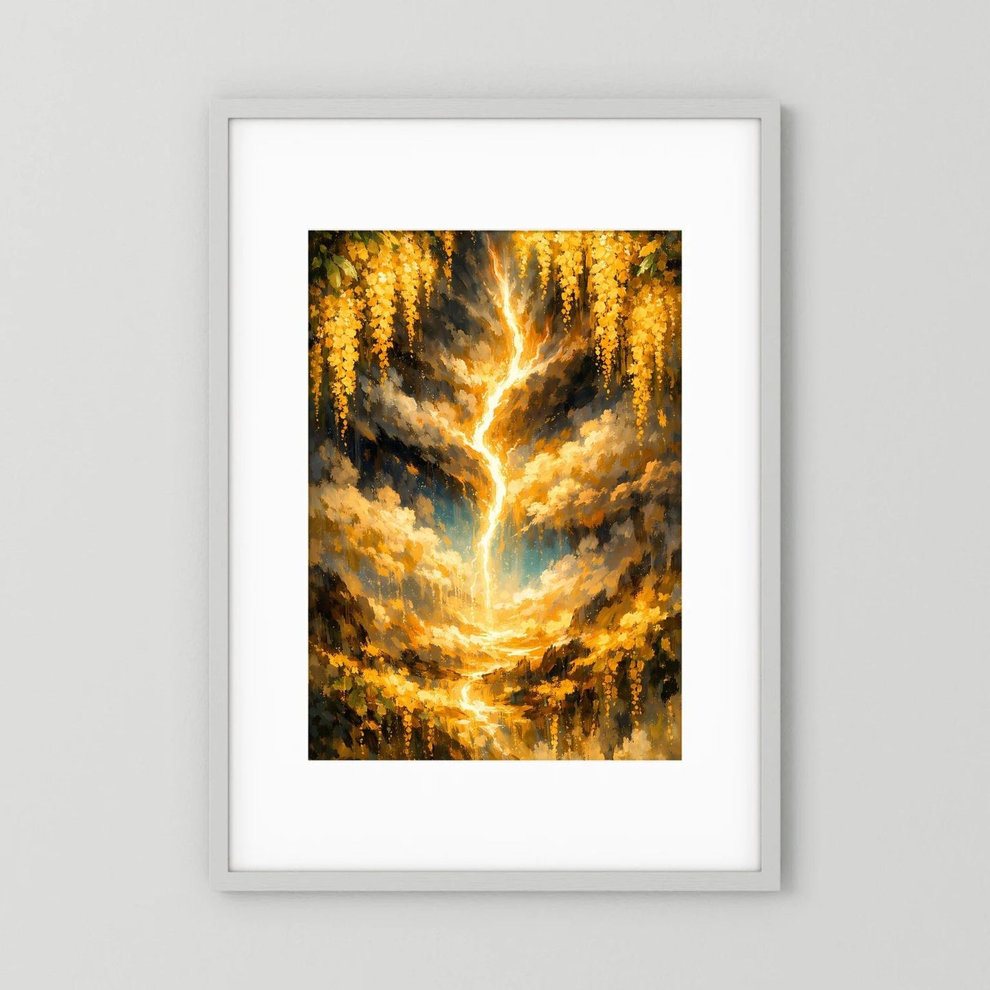 Poster mit goldenem Lebensbaum im Hochformat, gerahmt.