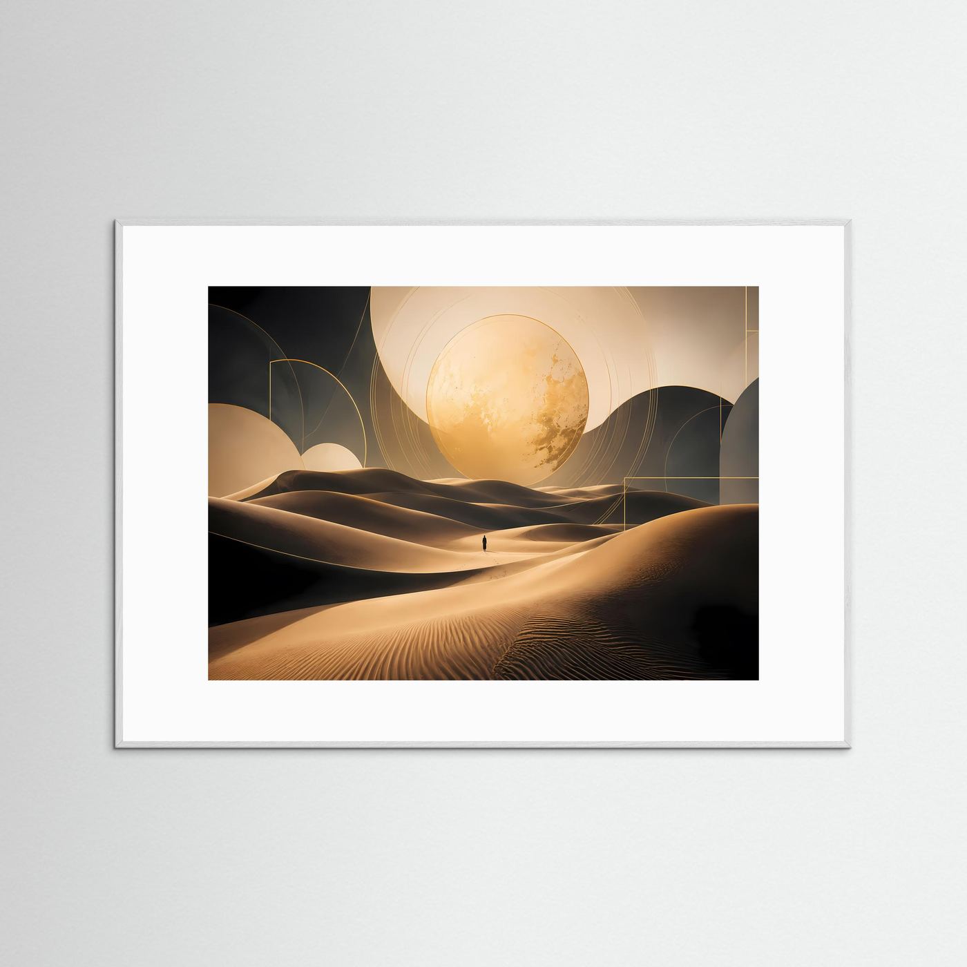 Goldene Wüste – Reise ins Unbekannte | Abstrakte Dünenlandschaft in Schwarz & Gold