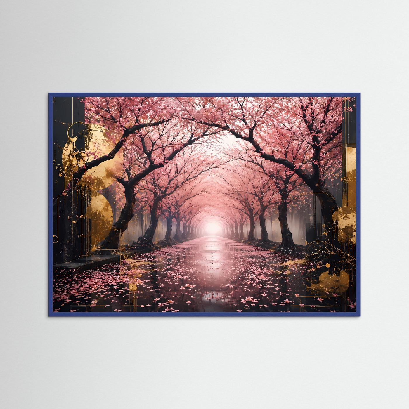 Kirschblütenallee Poster | Sakura Wandbild | Japanische Frühlingslandschaft | Rosa Blüten Kunst | Premium Leinwandbild