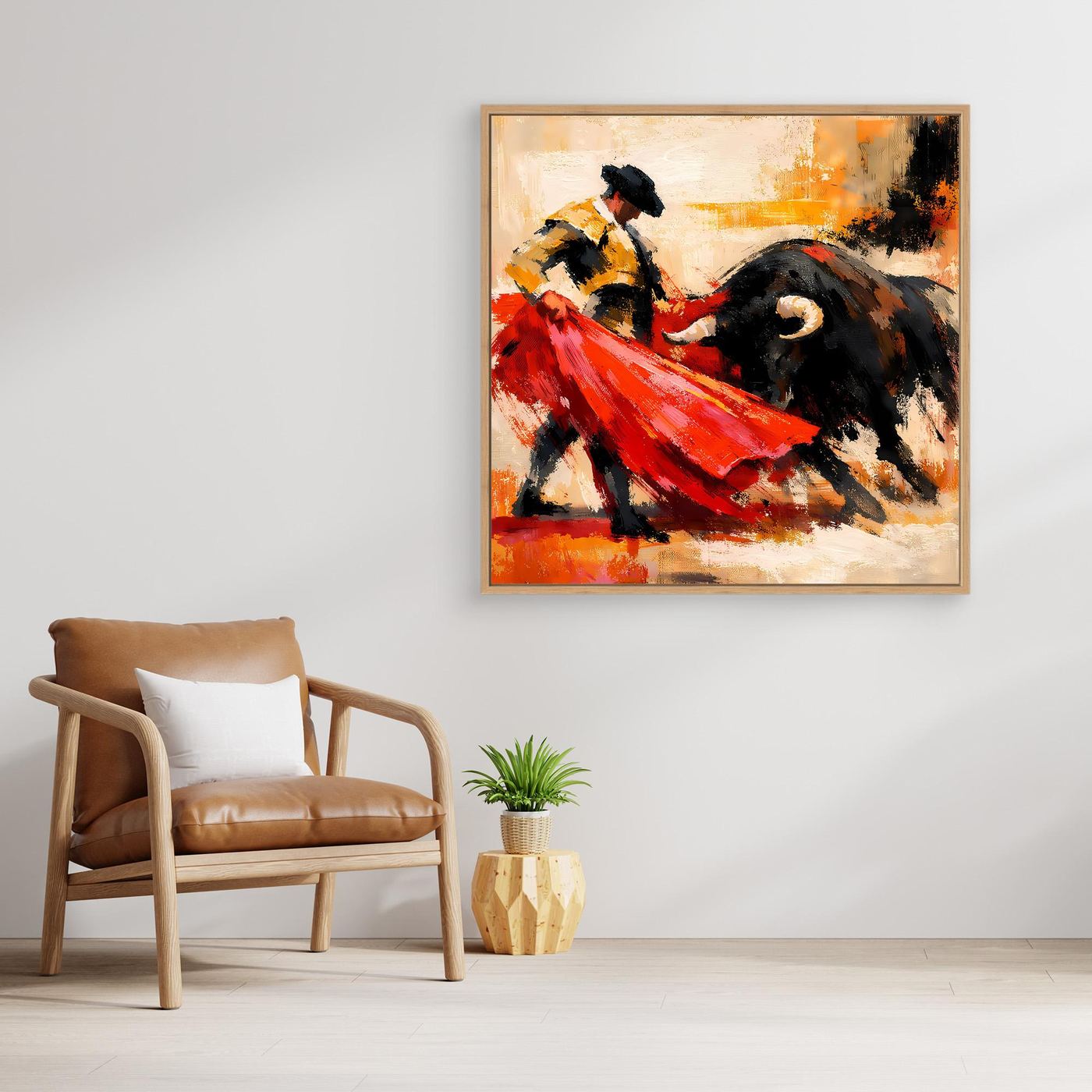 Premium Leinwand Matador und Stier Abstrakt | Modernes Kunst Poster Spanien Wandbild