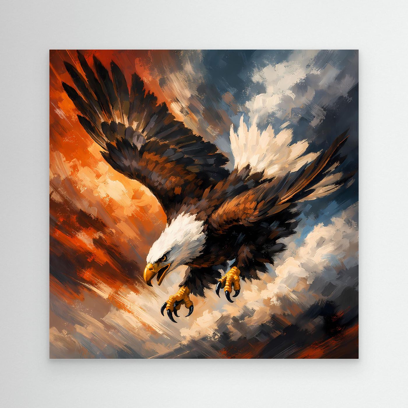 Leinwand Abstraktes Adler Gemälde | Modernes Kraftvolles Wandbild Fliegender Seeadler
