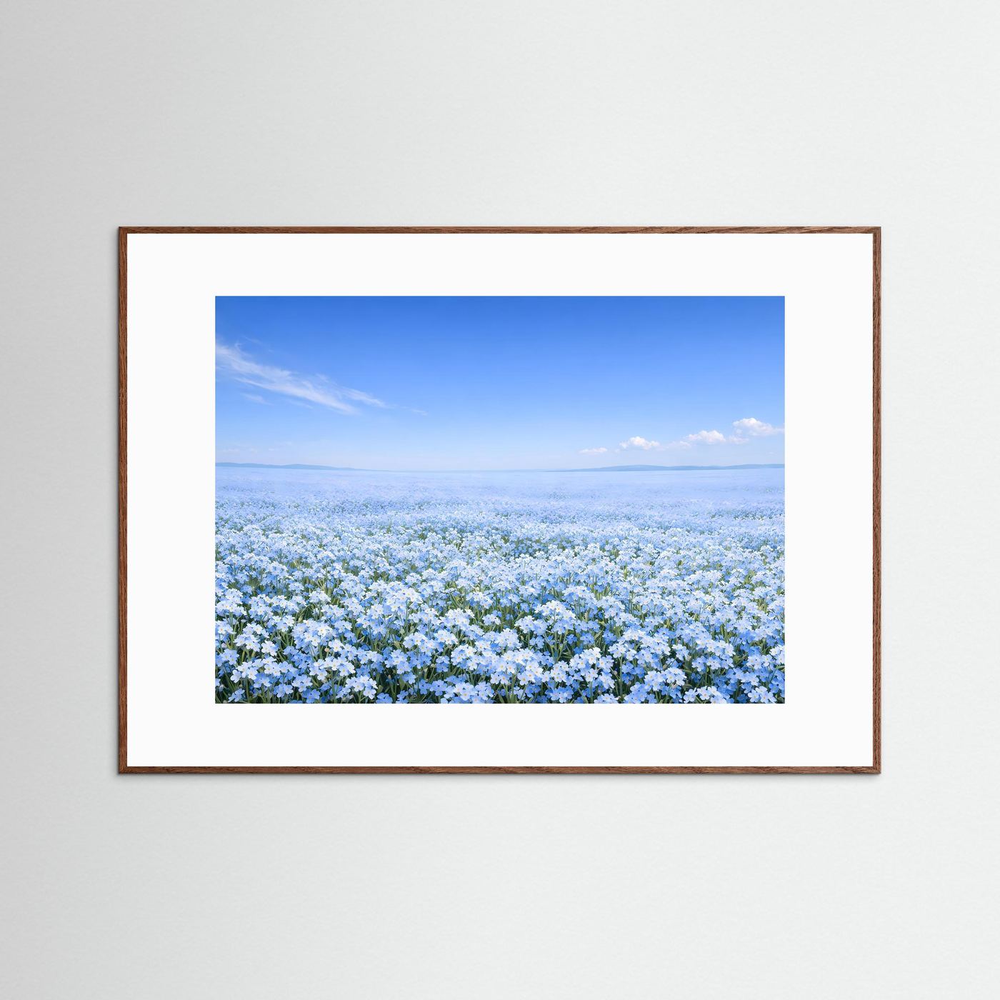 Endloses Vergissmeinnicht Blumenfeld | Blaues Blütenmeer Natur Poster Querformat