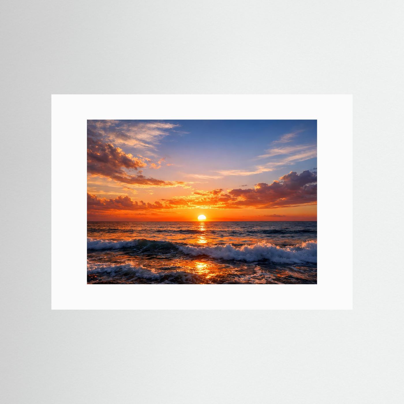 Atemberaubender Sonnenuntergang am Meer | Ozean & Abendrot Poster Querformat