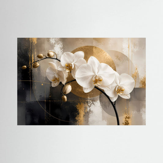 Abstraktes Orchideen-Leinwandposter im Querformat ohne Rahmen, weißer Rand