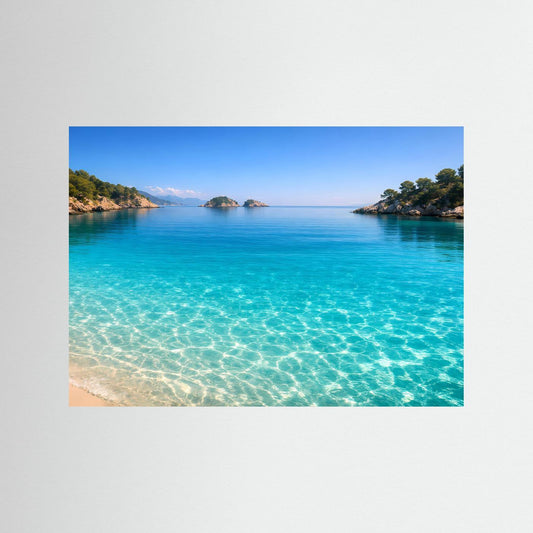 Querformat-Poster mit türkisfarbenem Meer und klarem Wasser, ohne Rahmen