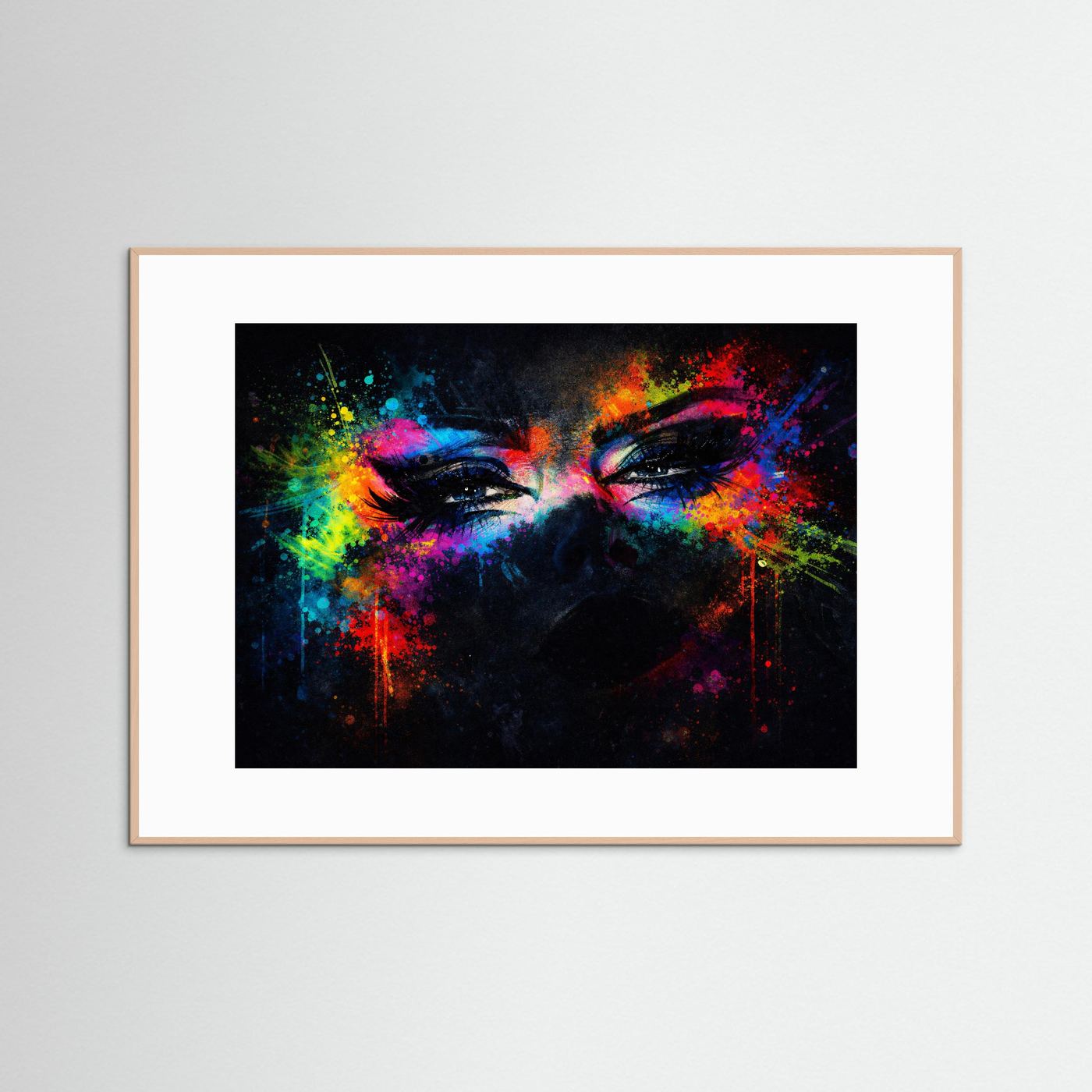 Magie des Blicks & Farbexplosion | Moderner Kunst Print Querformat Wandbild
