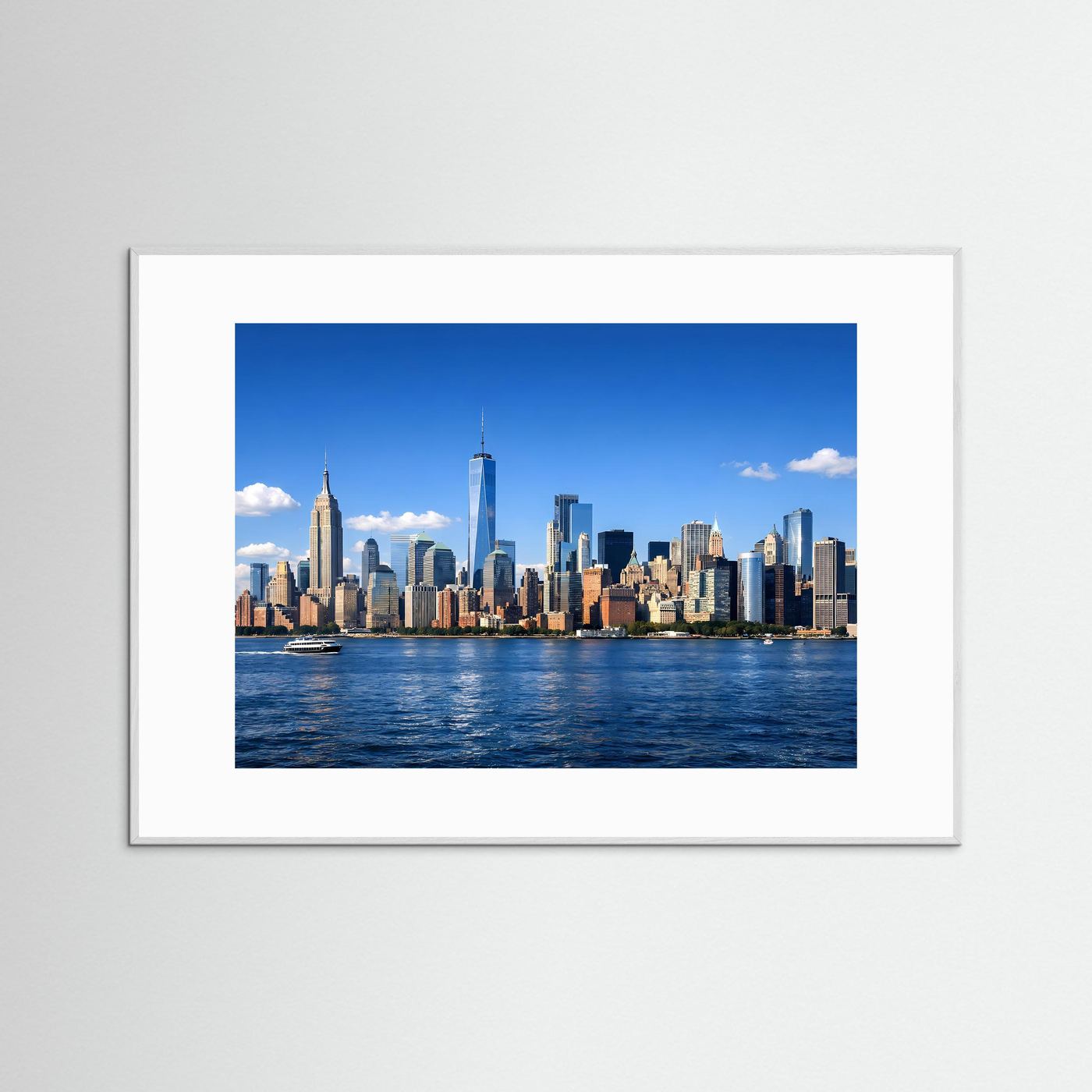 New York City Skyline am Hudson River | Panorama Wolkenkratzer & Metropole Poster Querformat