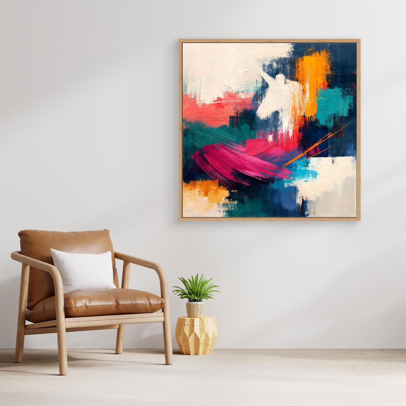 Leinwand Mystisches Einhorn im Farbenmeer | Abstraktes Fantasy Wandbild