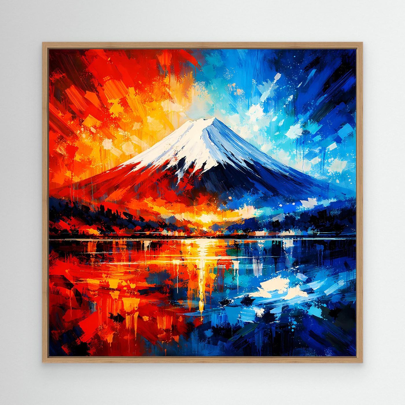 Leinwand Majestätischer Mount Fuji im Feuer- und Eis-Kontrast | Abstraktes Japan Wandbild