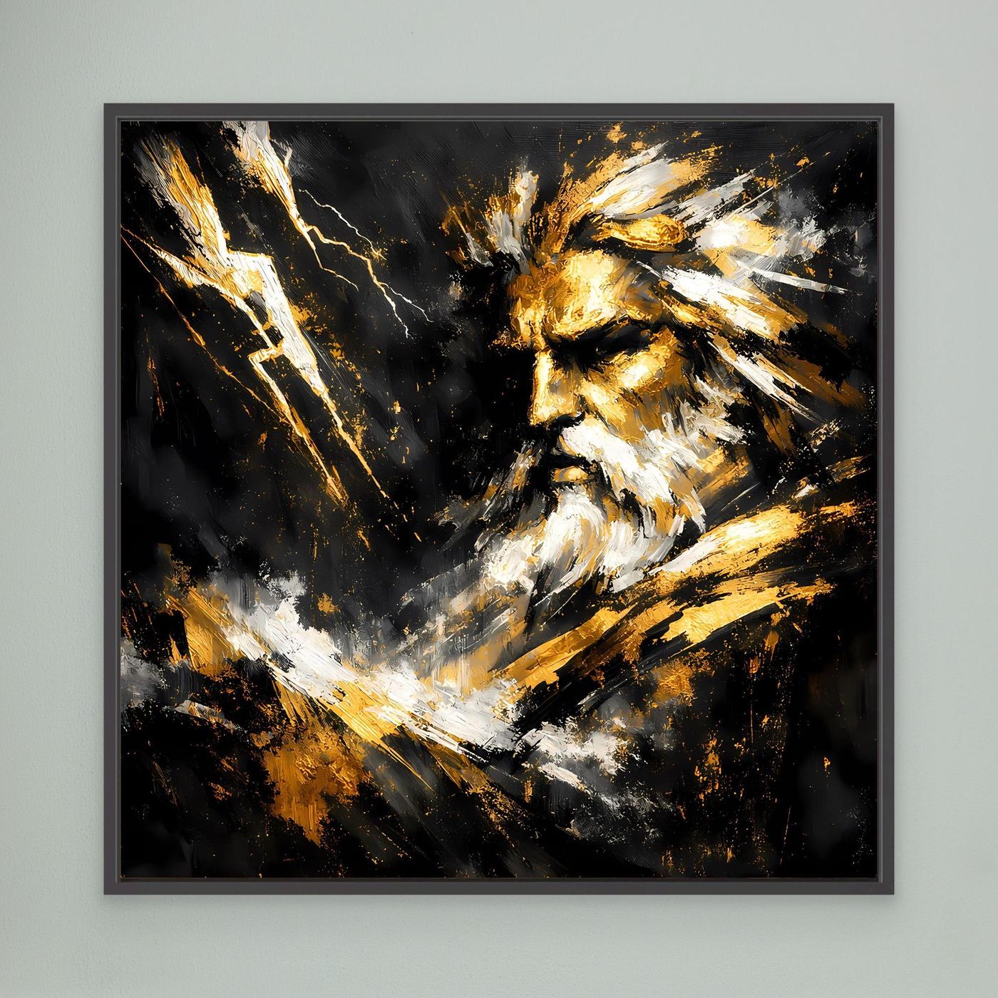 Leinwand Goldener Zeus Göttervater | Abstraktes Mythologie Wandbild Modern