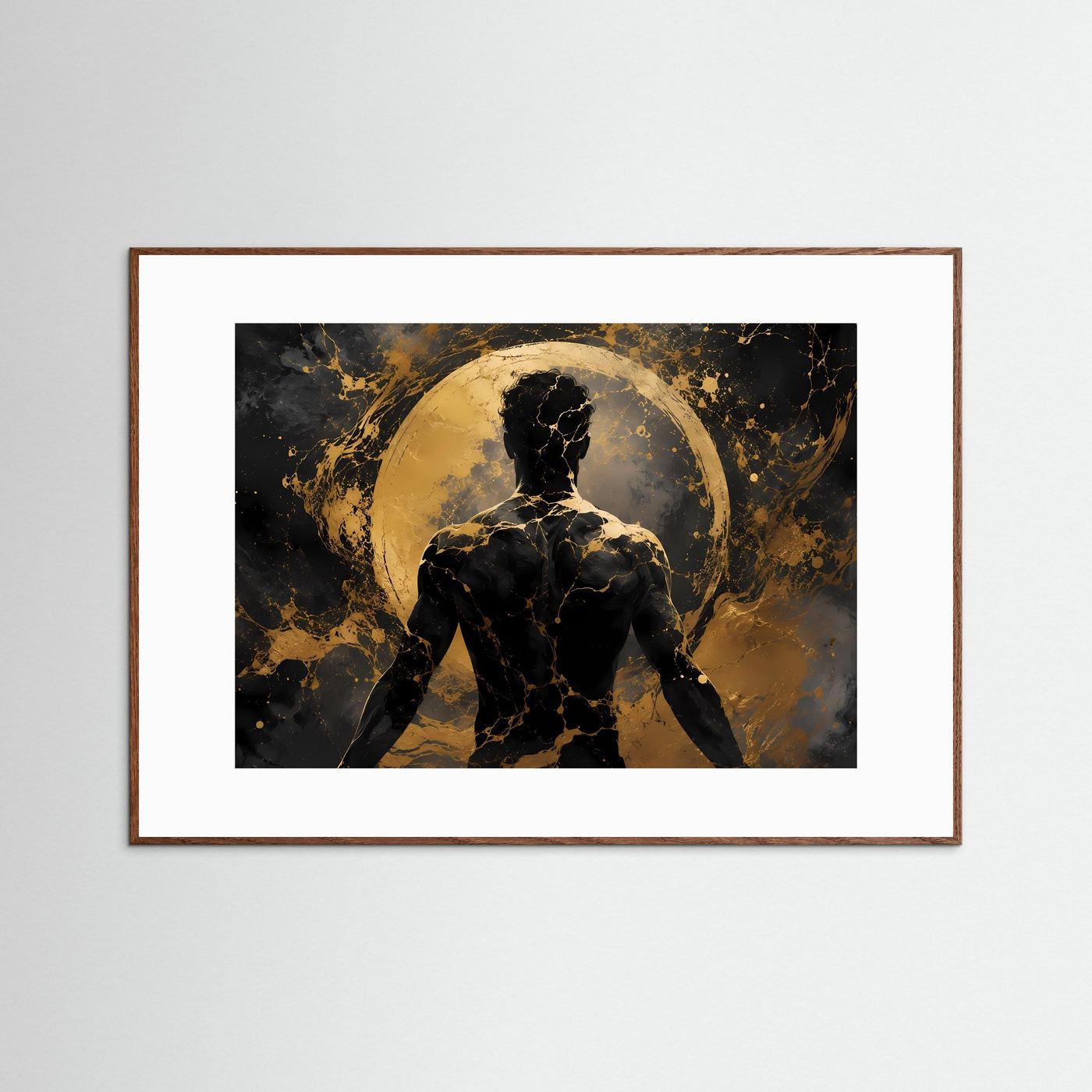 Abstrakter Männerakt Poster | Gold Schwarz Wandkunst | Moderner männlicher Rücken | Elegante Luxus Wall Art | Minimalistisches Leinwandbild