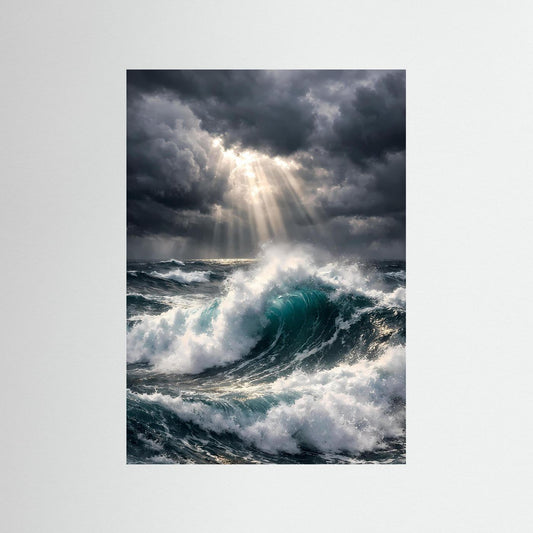 Poster Aufgewühltes Meer im Gewitter | Majestätisches Ozean Wandbild