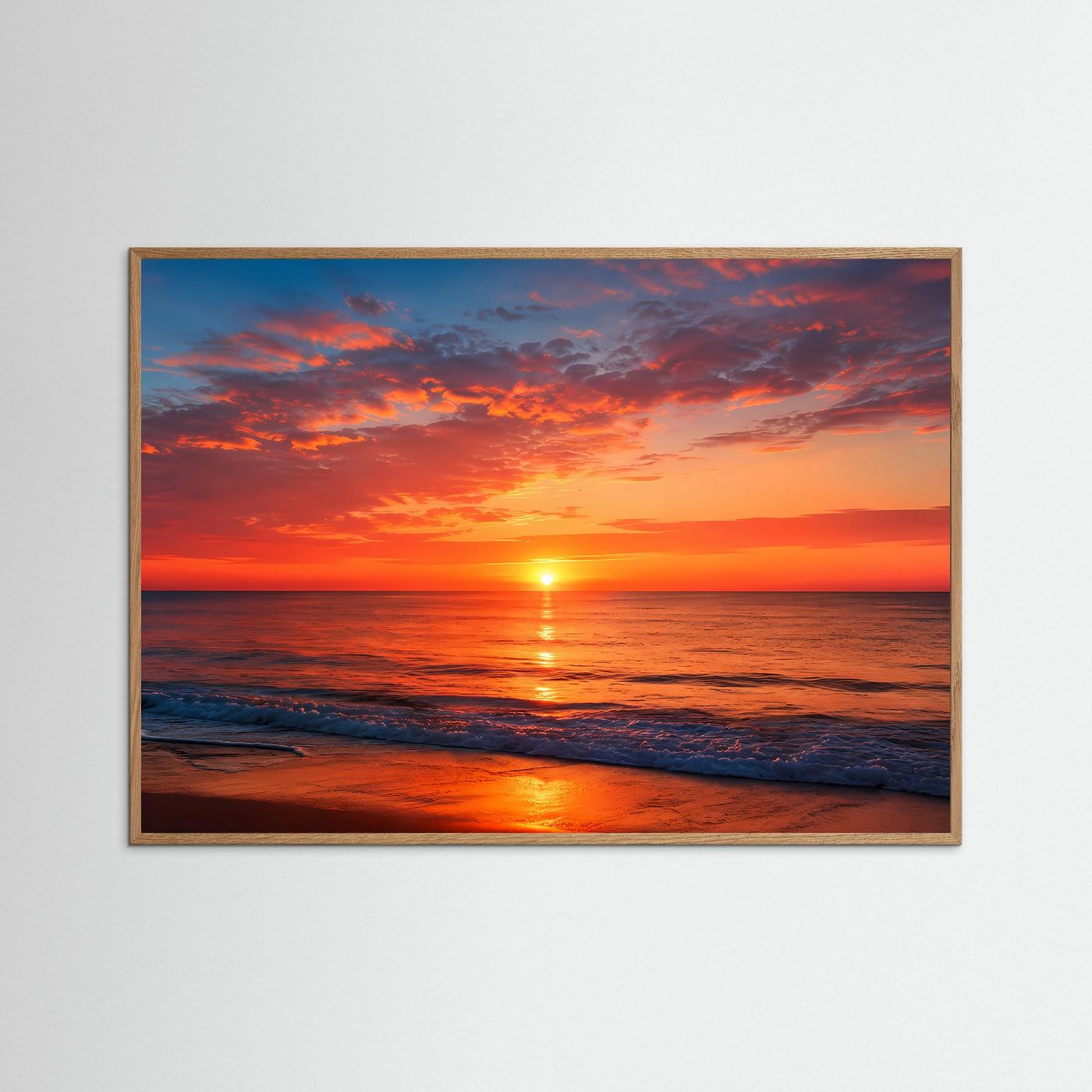 Sonnenuntergang am Meer Poster Querformat | Roter Abendhimmel über dem Ozean