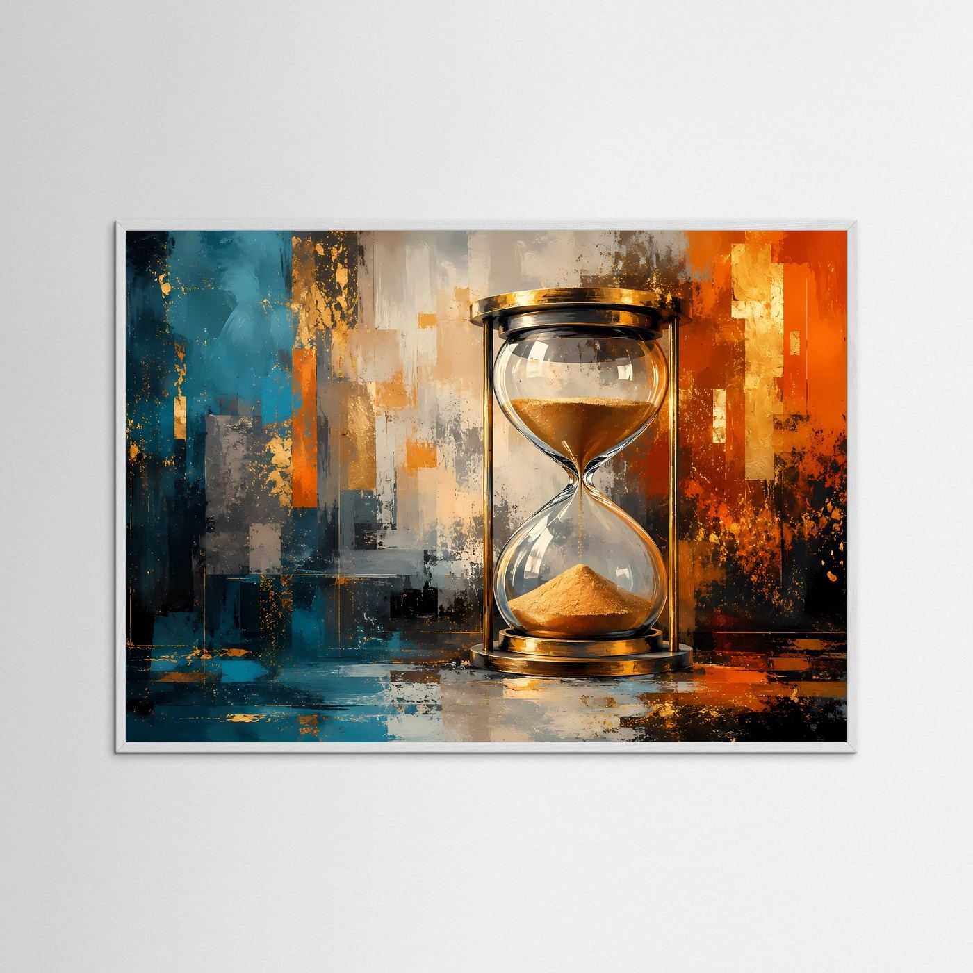 Goldene Sanduhr in Zeit & Raum | Abstrakte Kunst & Ästhetik Poster Querformat