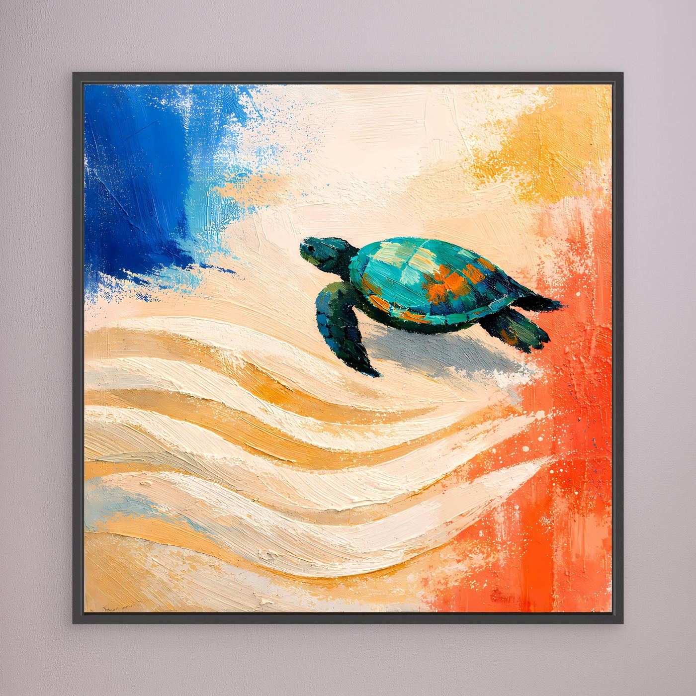 Leinwand Elegante Meeresschildkröte im Ozean | Abstraktes Strand & Meer Wandbild