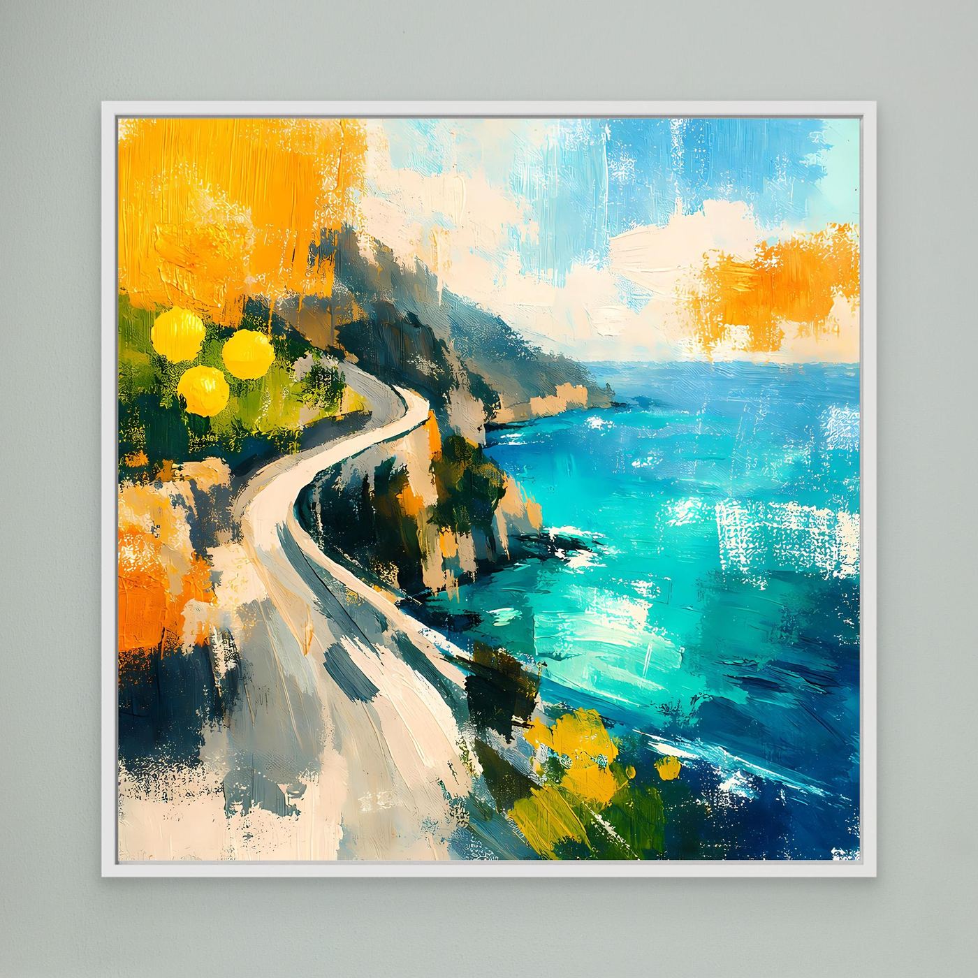 Leinwand Malerische Küstenstraße am Meer | Abstraktes Amalfi Wandbild