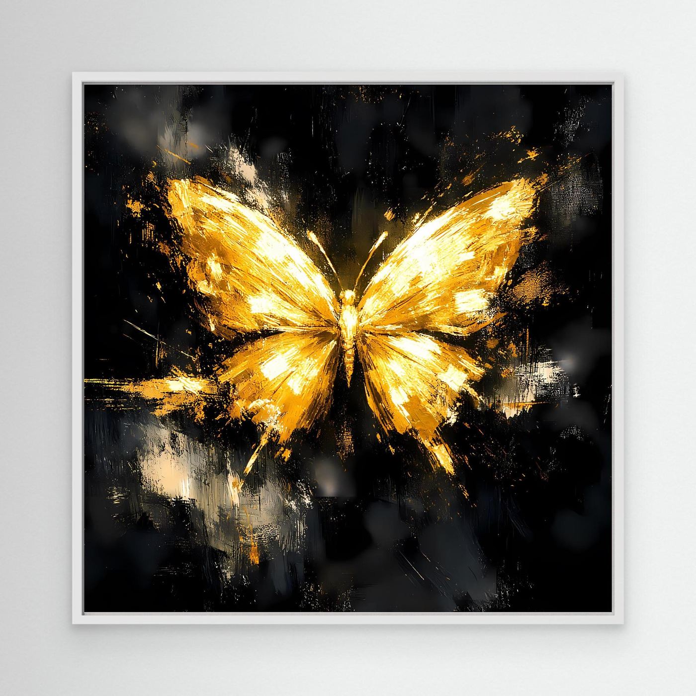 Leinwand Eleganter Goldener Schmetterling | Abstraktes Luxus Wandbild