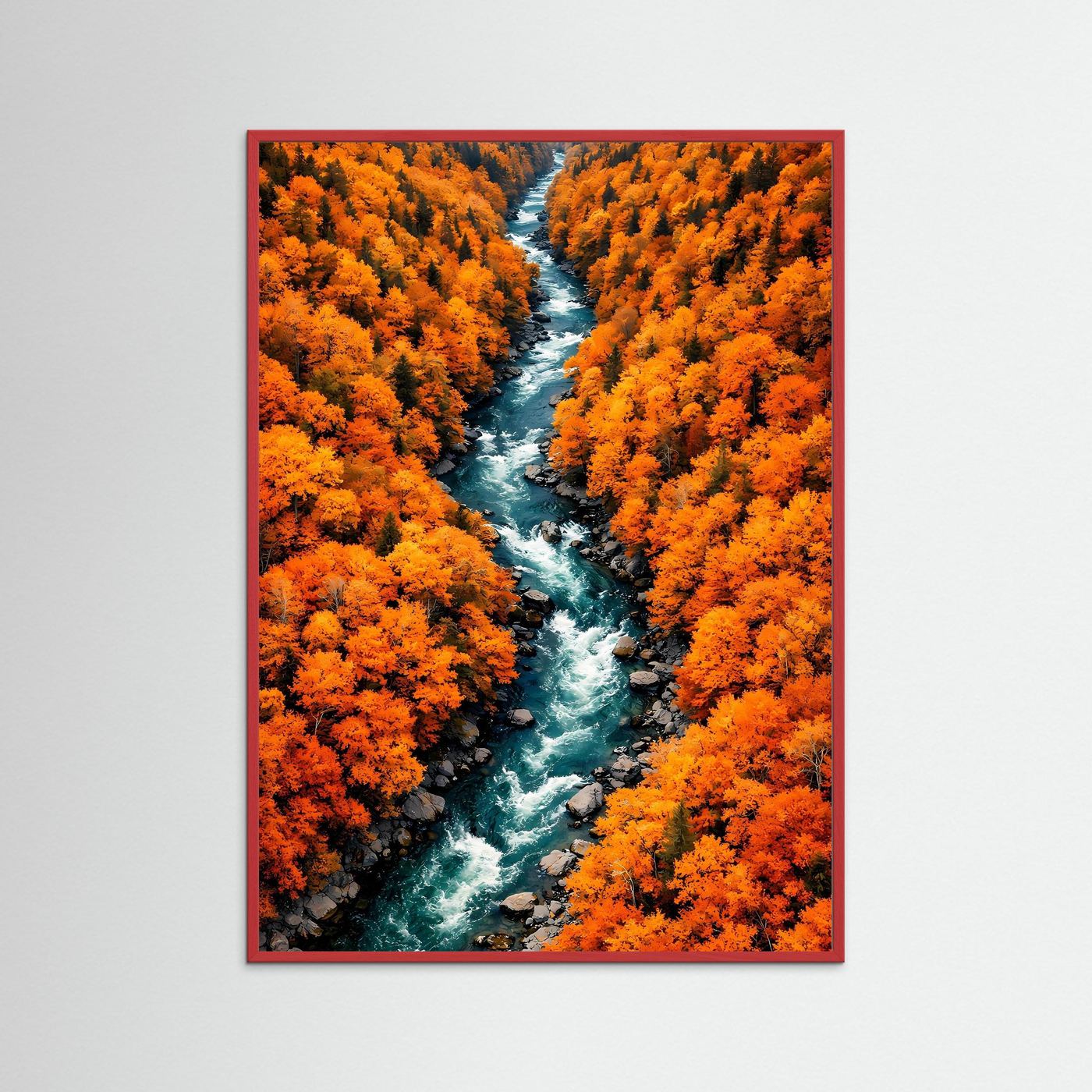 Poster Wildfluss im Herbstwald | Majestätisches Tal Wandbild