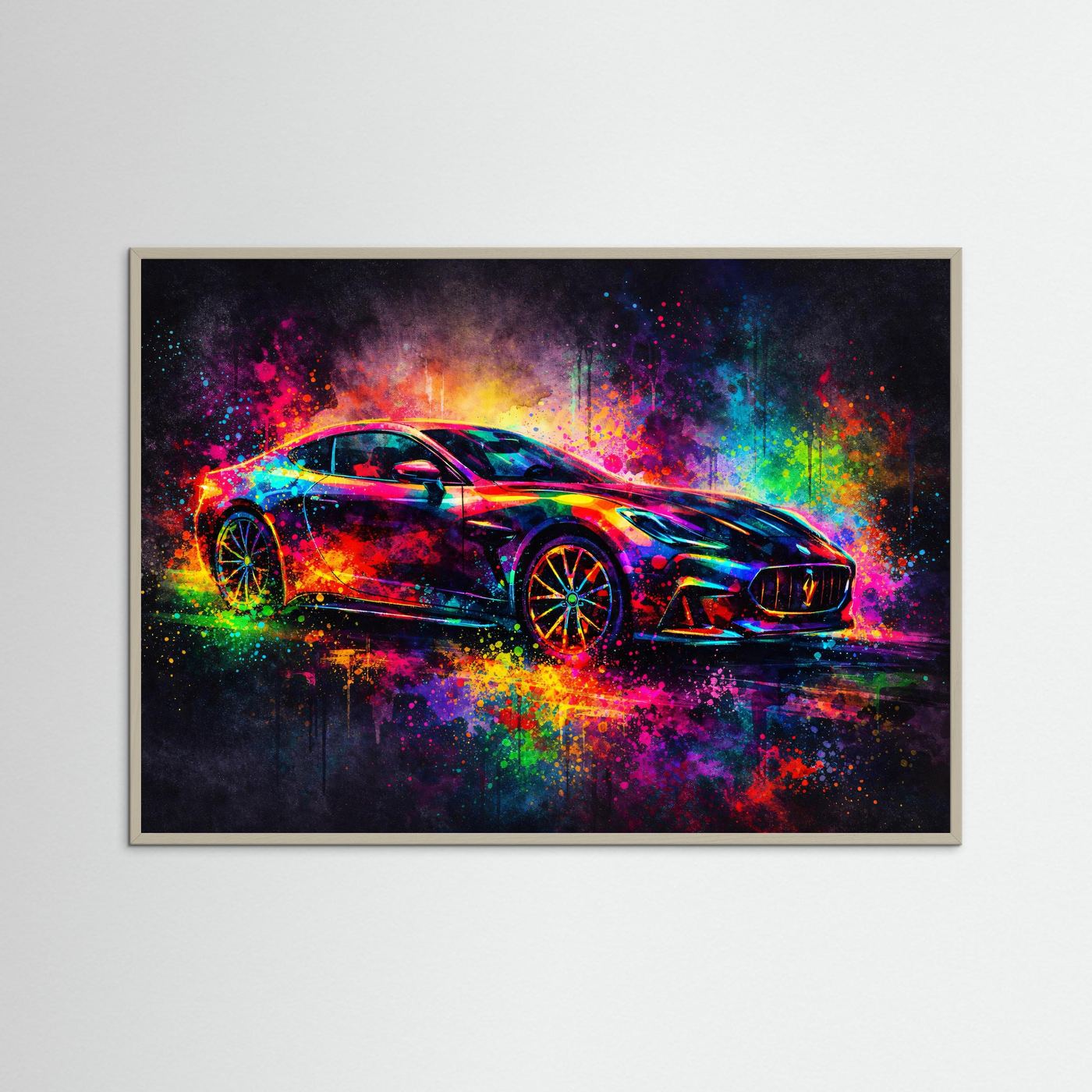 Pulsierende Dynamik & Sportwagen | Moderner Kunst Print Querformat Wandbild