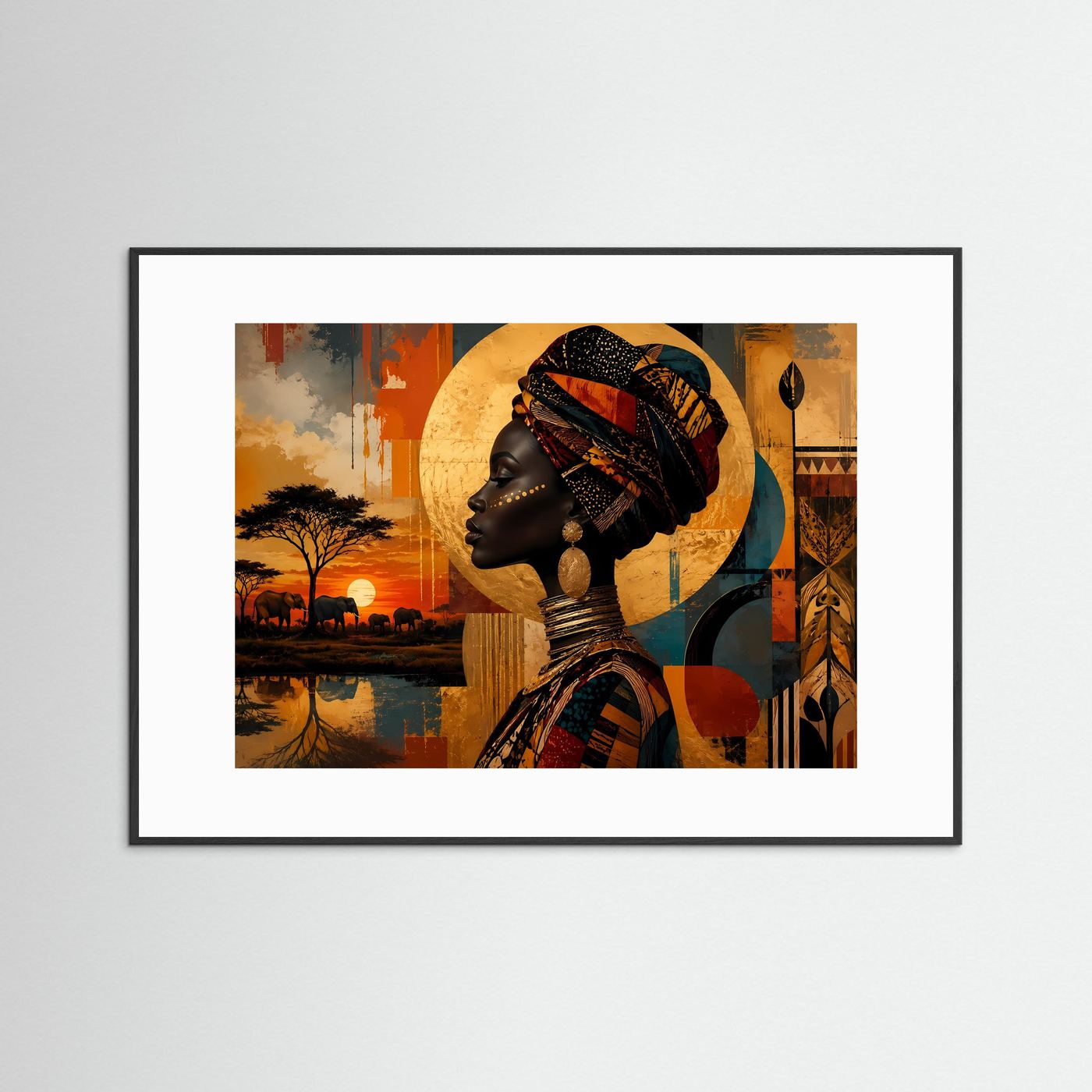 Afrikanische Schönheit im Sonnenuntergang | Modernes Ethno Wandbild & Kunst-Poster