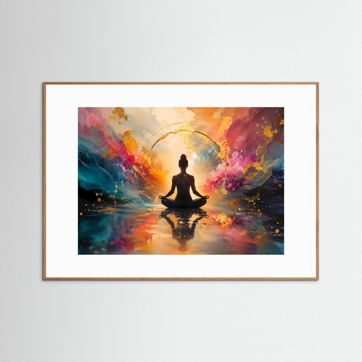 Harmonie der Elemente | Spirituelles Yoga & Meditation Poster mit Gold-Akzenten