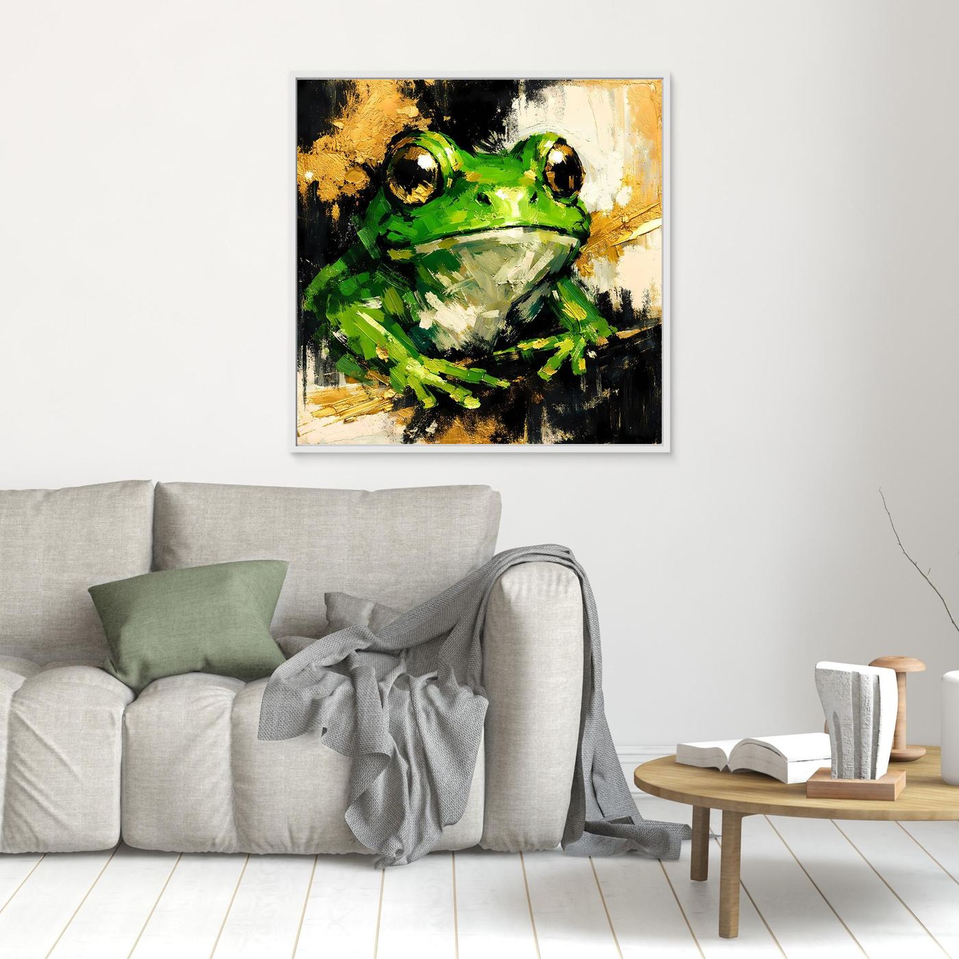 Leinwand Farbenfroher Grüner Frosch | Abstraktes Tier Wandbild