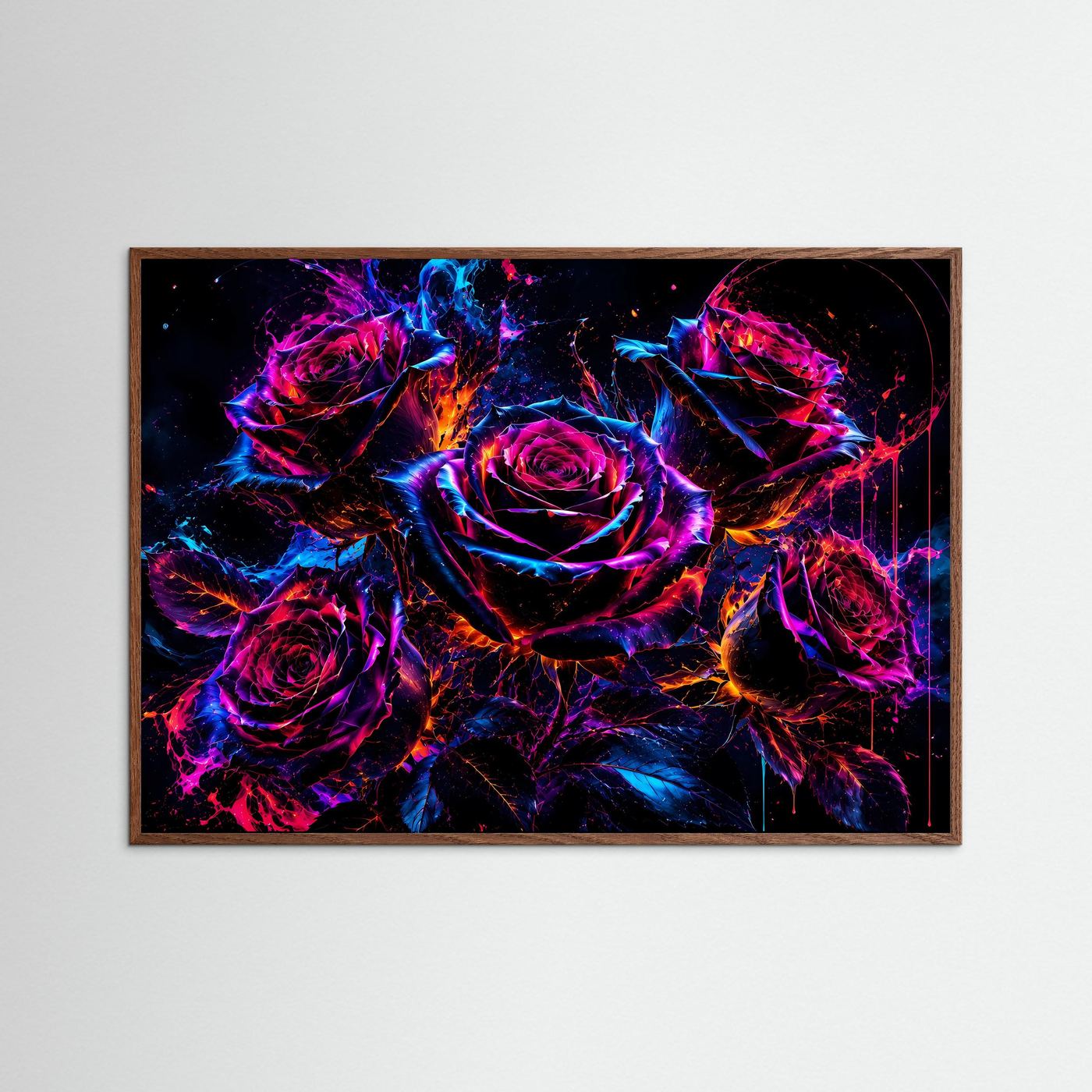 Neon Rosen Explosion | Futurale Blumenkunst in Pink & Blau