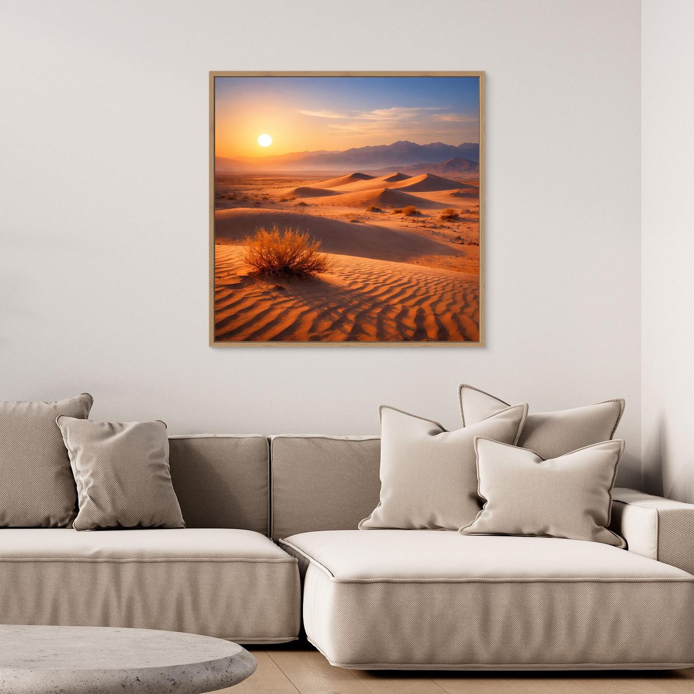 Leinwand Goldener Sonnenuntergang in der Wüste | Modernes Dünen-Landschaft Wandbild